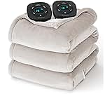 Bedsure Electric Blanket Queen Size - Dual Control Heated Blanket Queen, Fast Heating with 10 Time Settings & 10 Heat Settings, Warm Gift for Grandma (84x90 inches, Cream)