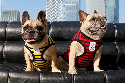 Miniatura 5 de iChoue Camisetas a rayas de bulldog inglés, ropa para perros medianos, chaleco sin mangas, camisetas sin mangas para cachorros, grandes, pug