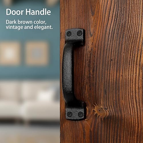 Miniatura 9 de Livfodrm Manijas de puerta de granero, manija rústica de 7 pulgadas, manija de puerta corredera sólida y resistente, manija de puerta de hierro