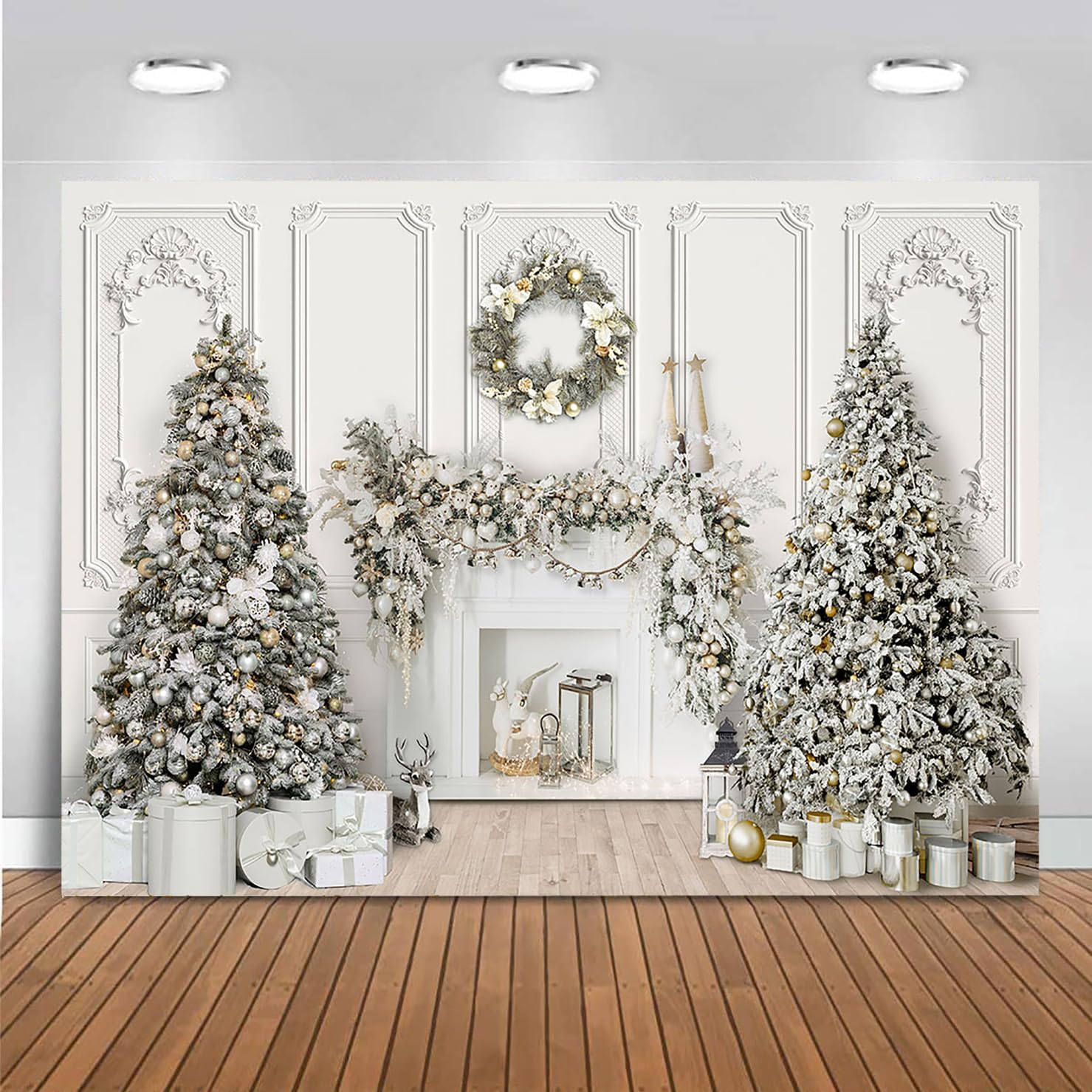 Amazon.com : Mocsicka 7x5ft Christmas Fireplace Backdrop for ...