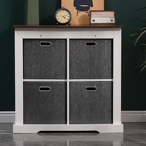 Miniatura 4 de Cesta de organización plegable de tela con asas, cubos de almacenamiento de 13 x 13 pulgadas, juego de 4, cestas de almacenamiento gruesas y