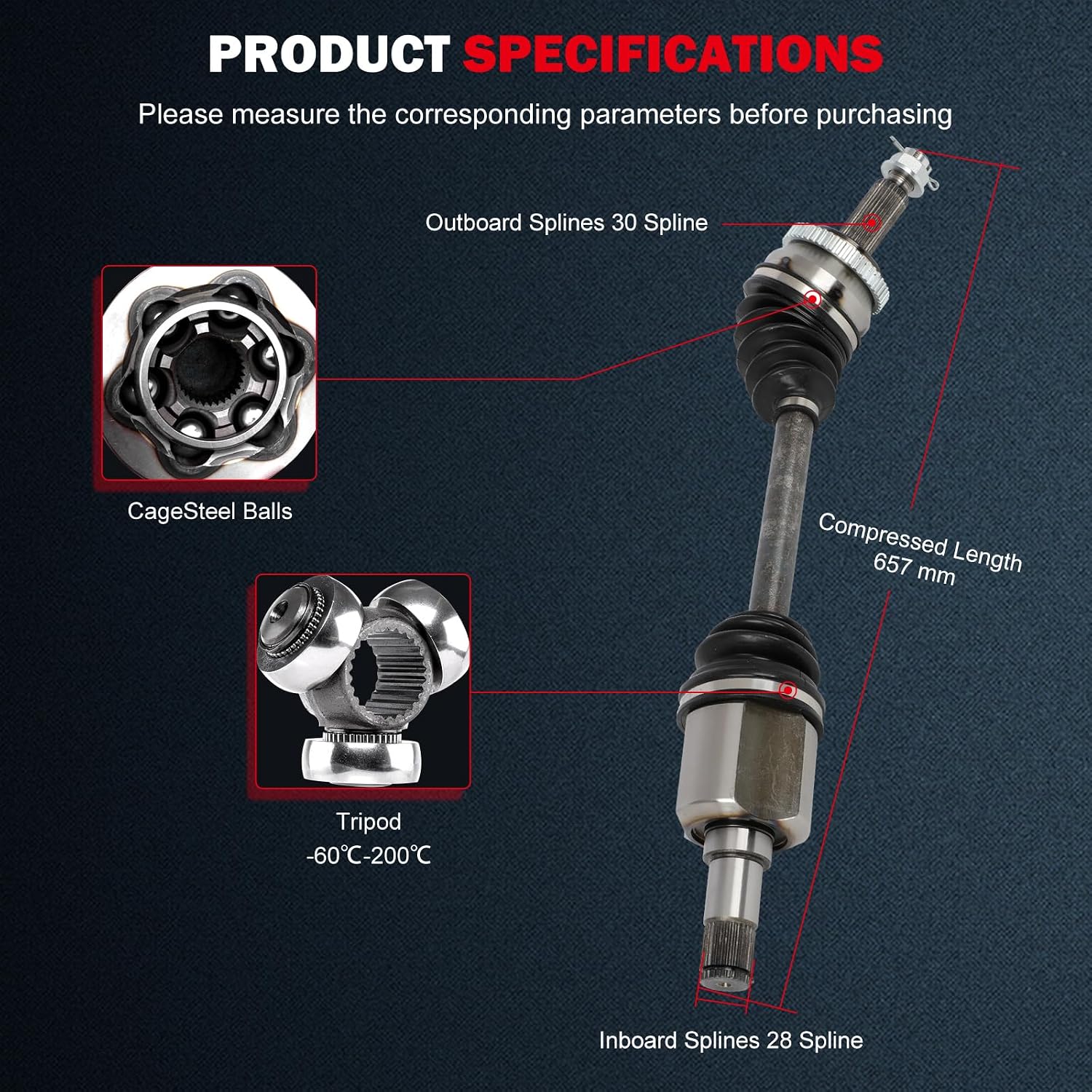 CCIYU CV Axle Shaft Assembly for Hyundai Sonata/Azera 2006 2007 2008 2009 2010 2011 – Front Left Driver Side - Replace# 66-3494 NCV37573