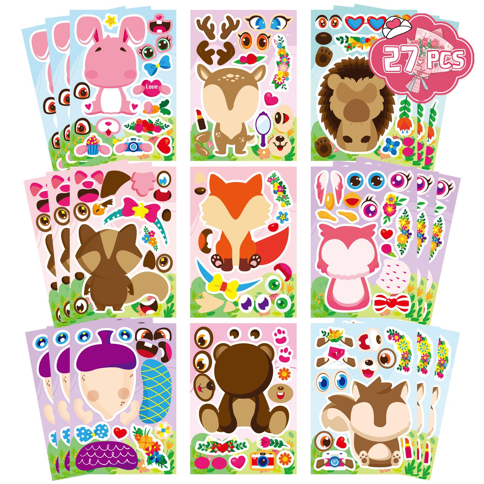 Photo 1 of ***PACK OF 3***40PCS Easter Stickers for Kids, Easter Basket Stuffers, Make Your Own Animal Stickers, Easters Eggs Bunny Chick Farm Animal Lamb, Birthday Party Favor Supplies