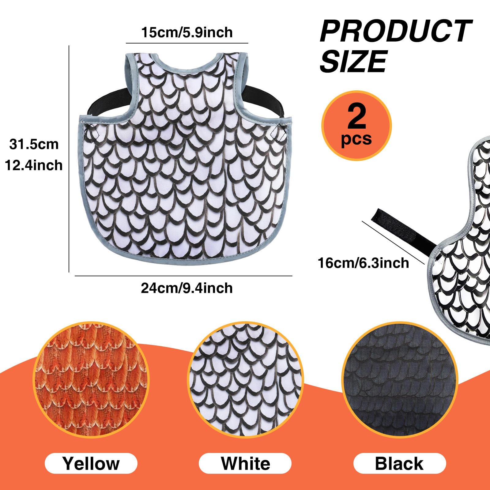 2 Pack Chicken Saddles for hens Chicken Back Protector for Hens, Comfortable & Lightweight Chicken Aprons for Hens(Black and White)