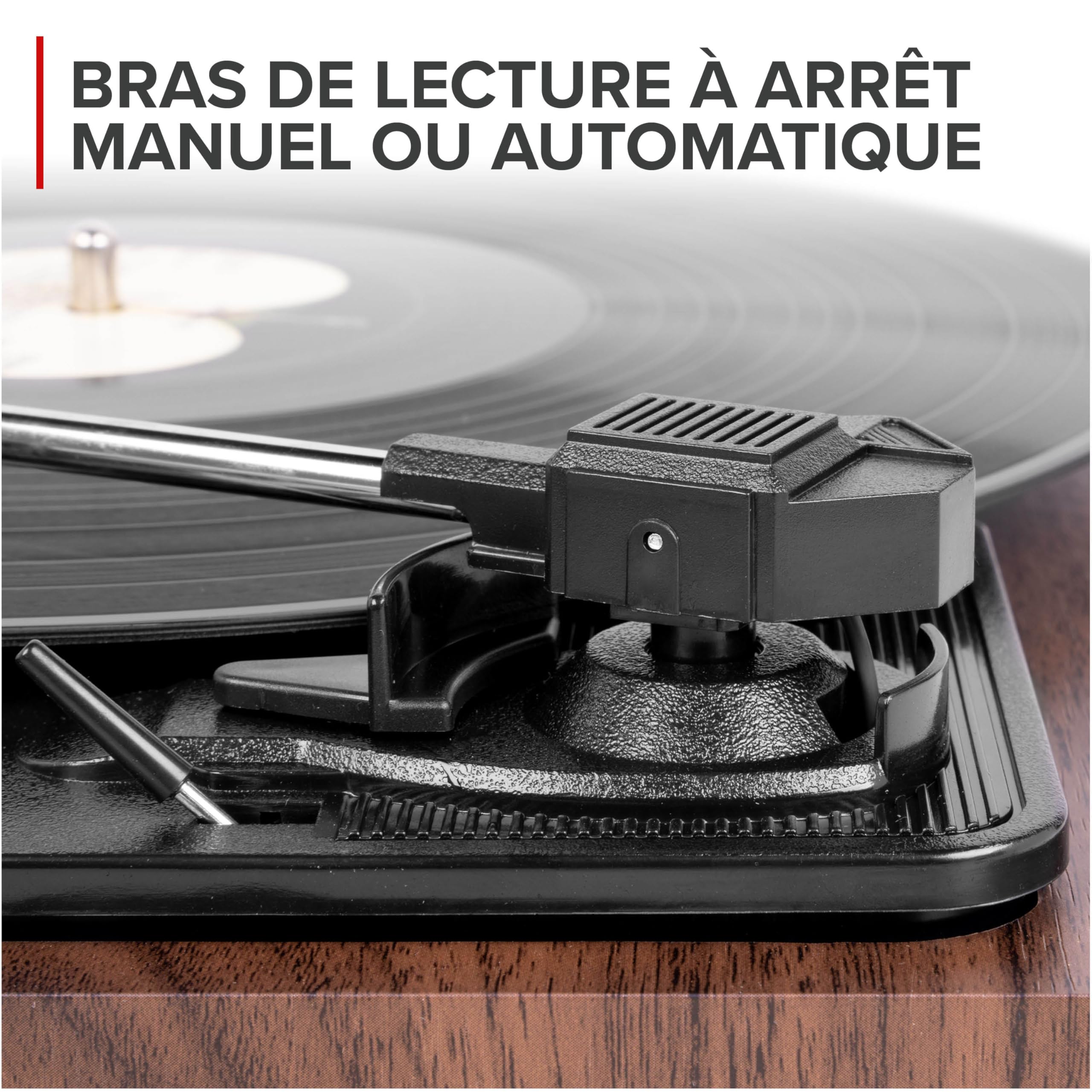 Audizio RP325W - Platine Vinyle Rétro Noyer Noir avec Enceintes Intégrées (60W), BT sans Fil Bidirectionnel, 33/45/78 Tours, Capot Amovible, Lecteur Vinyle Tout-en-Un