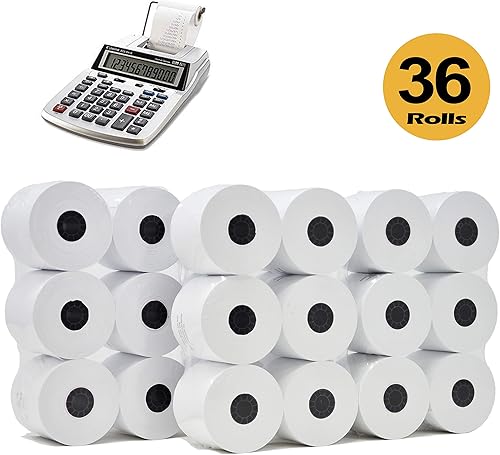Miniatura 2 de (36 Rollos) Máquina de Adición de RolloCalculadora, 2-14" x 150 pies, Cinta Calculadora de Impresión Blanca