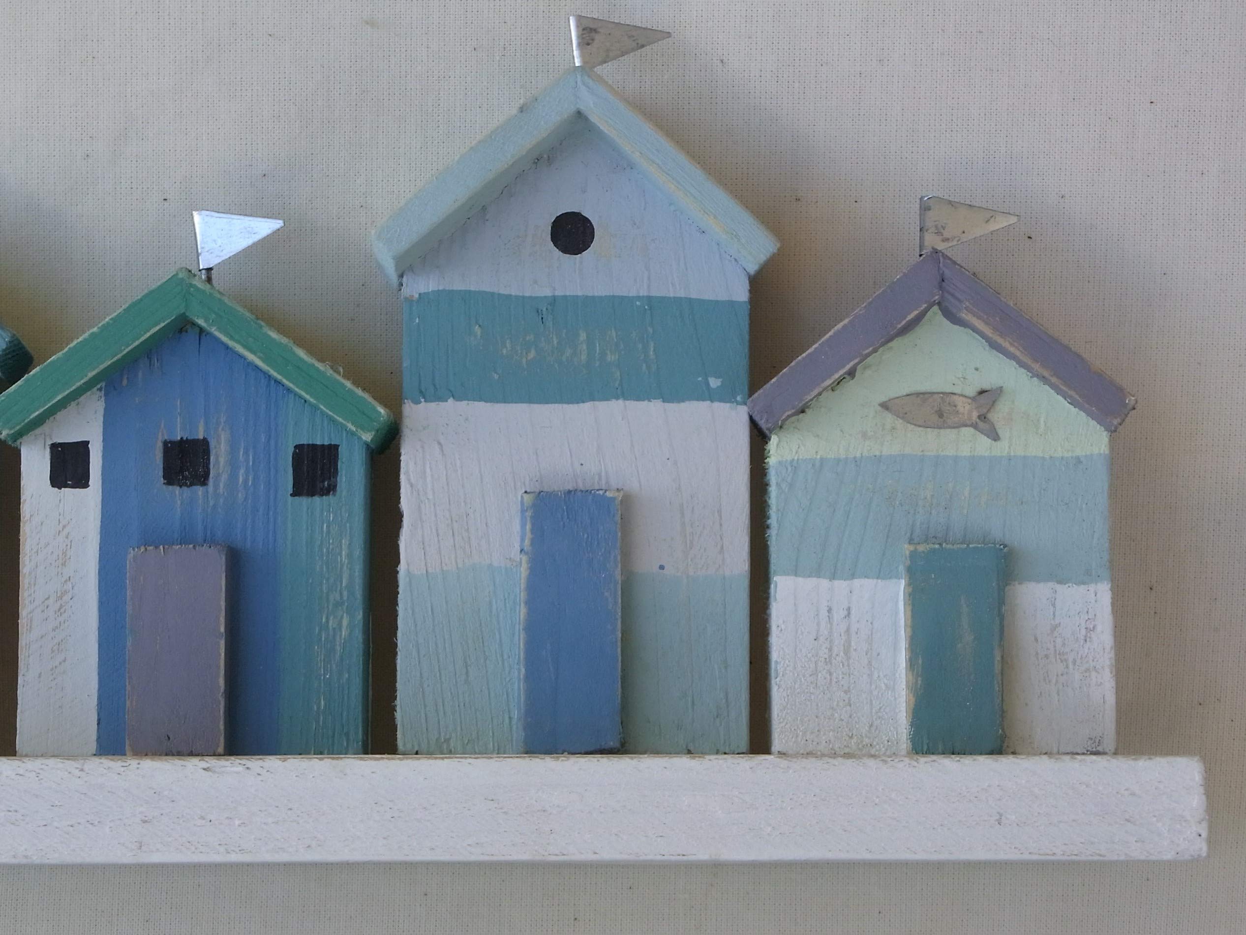 Shoeless Joe Five Marine Coloured Beach Huts in a Row, Multicolor - Image 4