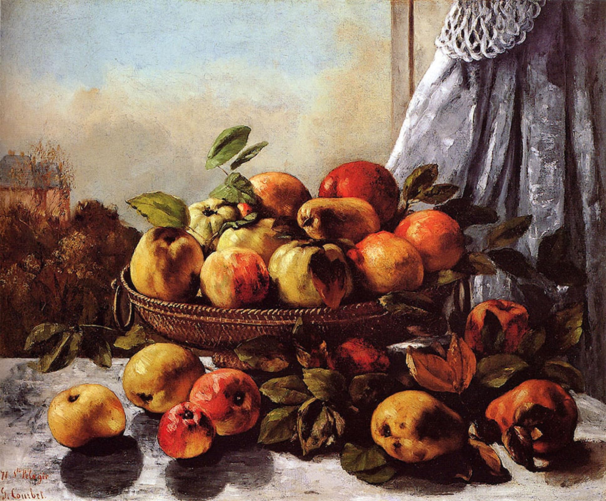 SERENDIPITP Vintage Wall Art Canvas Nordic Poster Canvas Print Picture Still Life Fruit by Gustave Courbet Wall Art Poster for Home Decor 60x90cm