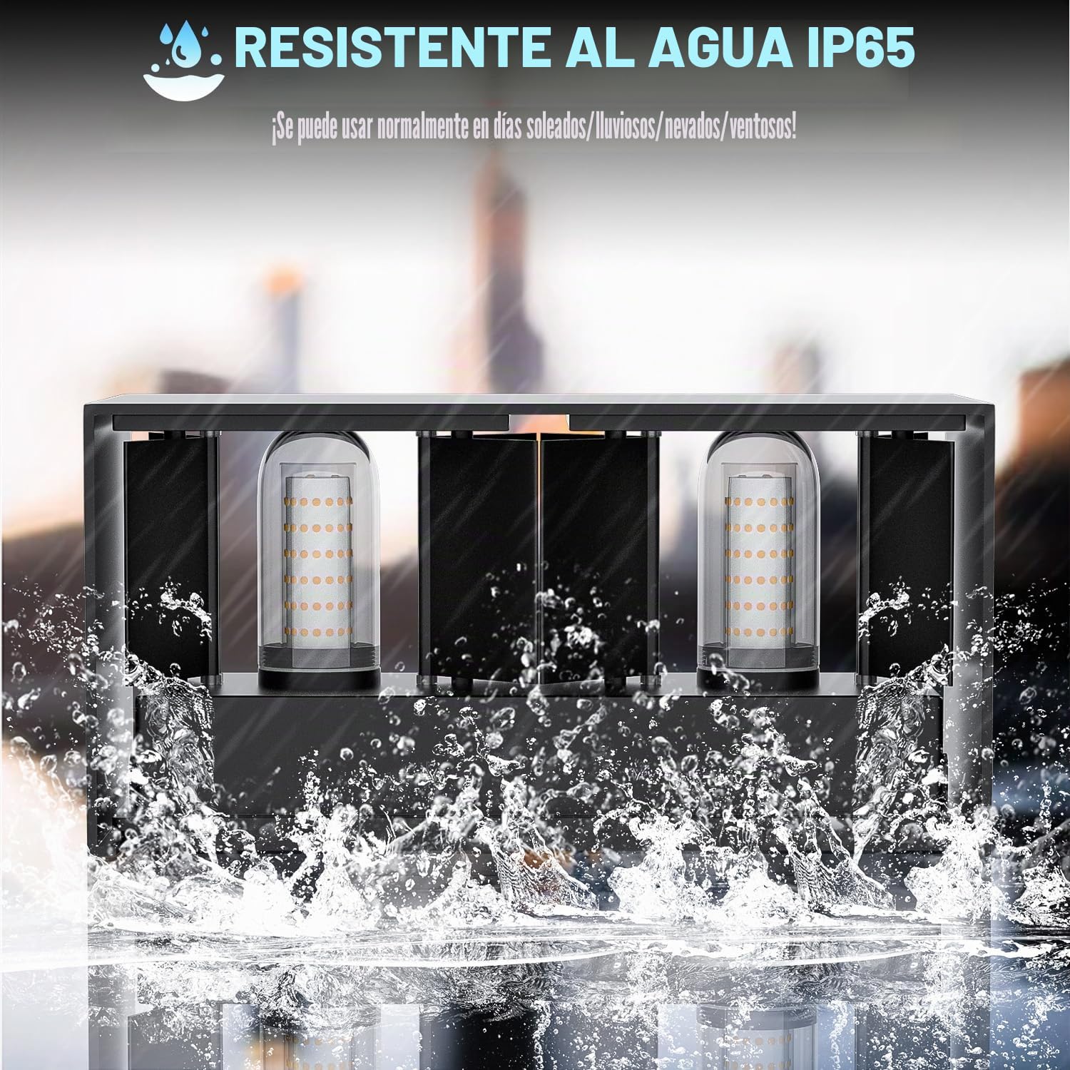 Aplique pared LED Con G9 LED Bombillas Reemplazables, 18W Lampara de pared Interior/Exterior Blanco Cálido 3000K Aplique Pared Exterior Impermeable IP65 Ángulo de haz Ajustable Negro
