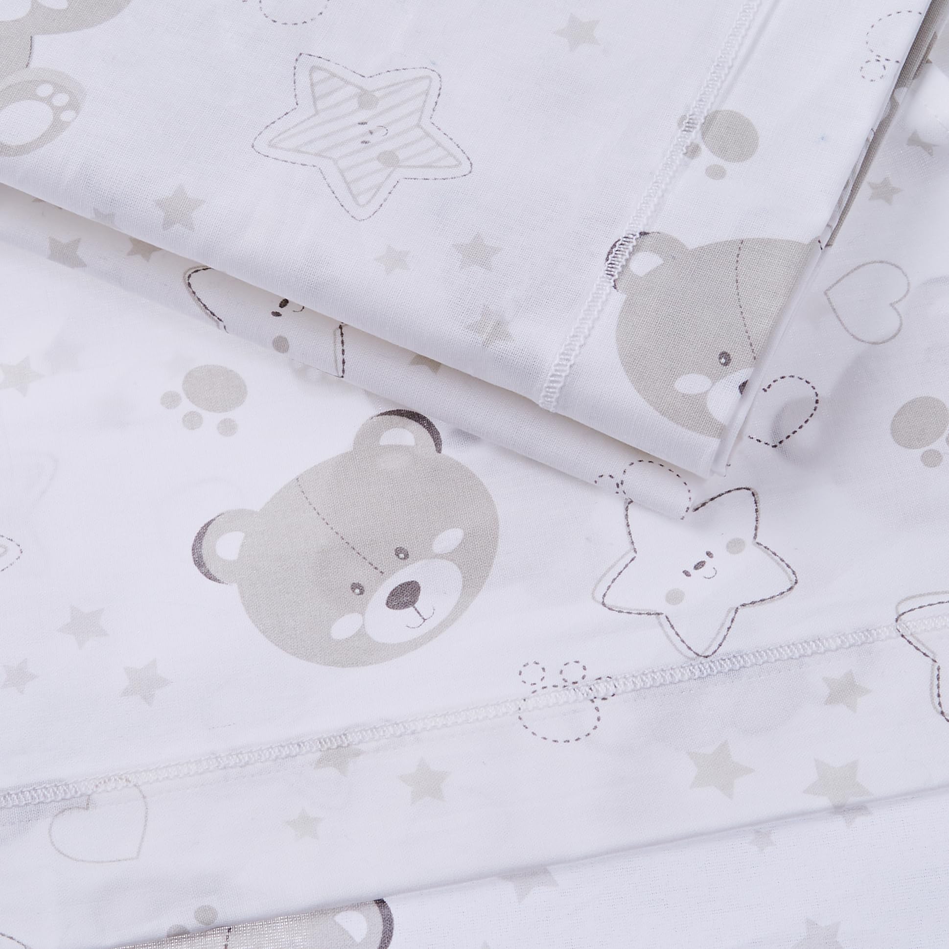 Italbaby 020.1000-002 Set Da 3 Lenzuoline Per Lettino In Puro Cotone E Made In Italy, color Grigio, 3 Unità