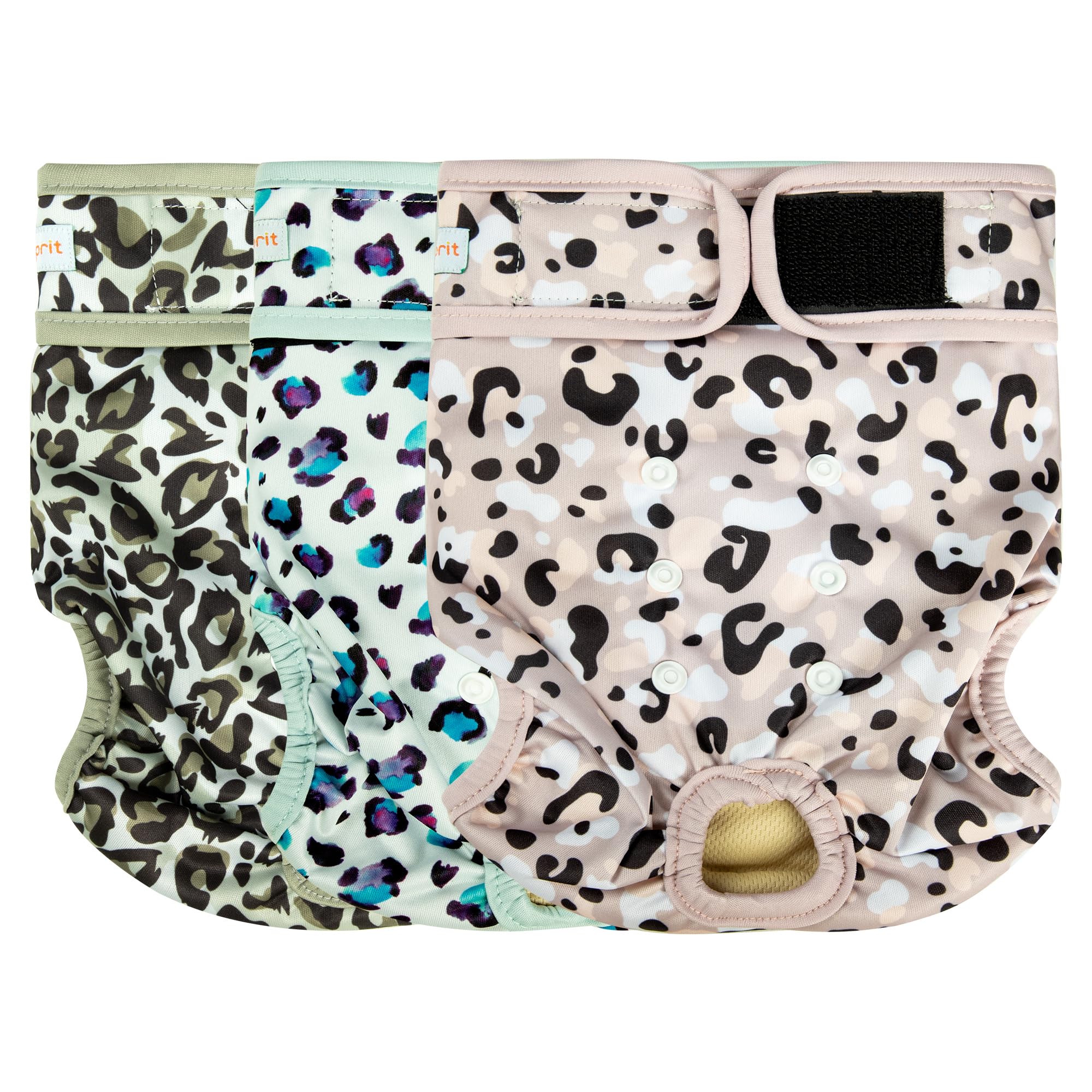 Langsprit Washable Female Dog Diapers - Doggie Reusable Diapers for Doggy Puppy Female in Period - Highly Absorbent Dog Heat Panties Leopard S