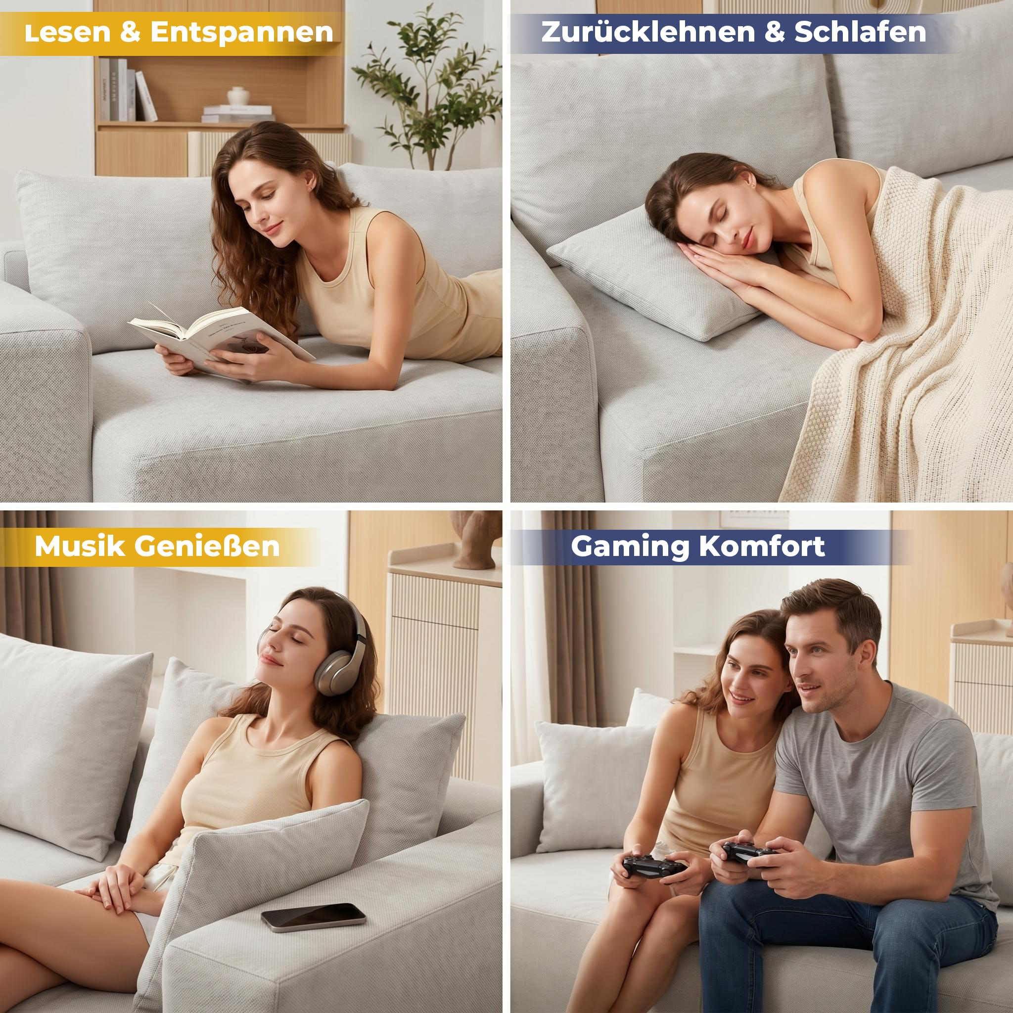 Garvee Modulares Sektionalsofa 274 cm, Wolkencouch mit Rechter Chaiselongue, Komprimiertes L-förmiges Sofa für Wohnzimmer, Boneless Couch Design, Keine Montage erforderlich, Beige