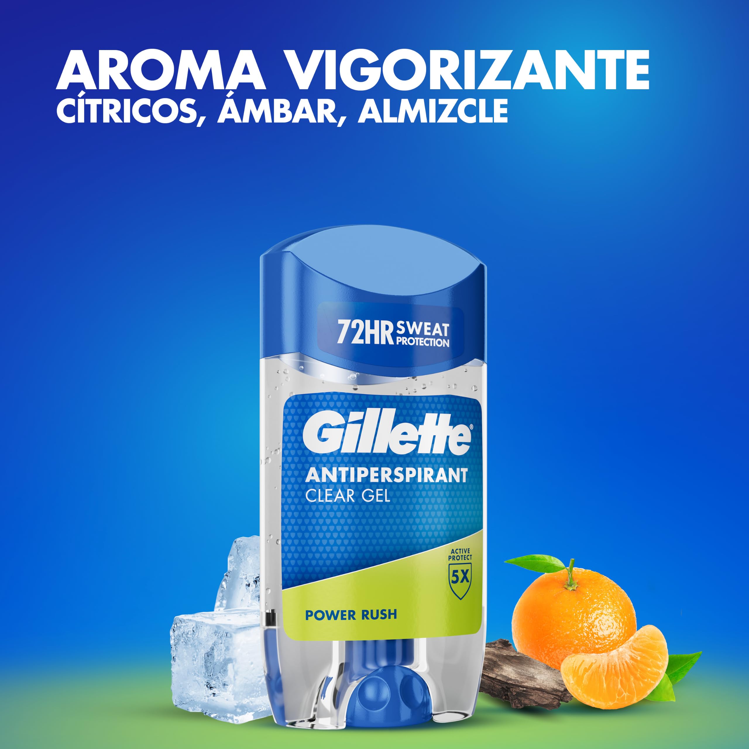 Gillette Clear Gel Antitranspirante Y Desodorante Power Rush Para Hombre, 70 ml x 6