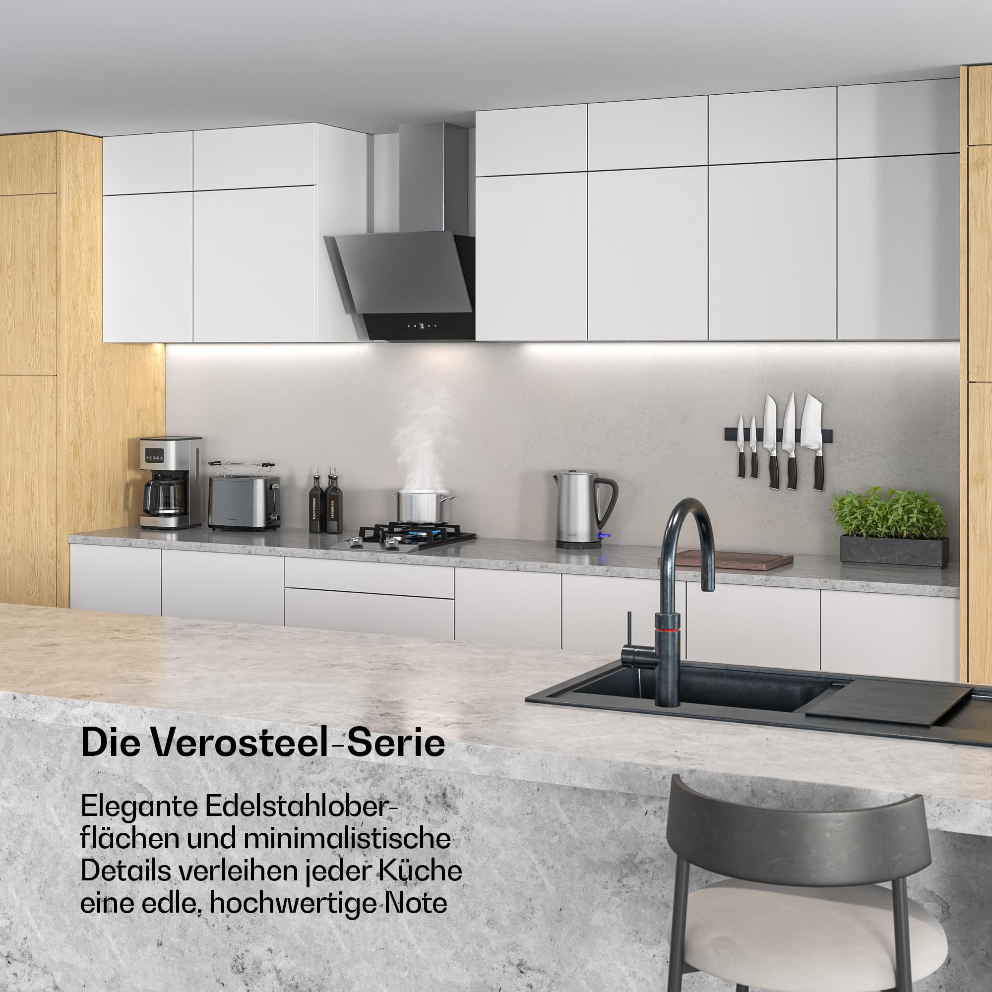 Klarstein Verosteel Frühstücksset – Toaster 2 Scheiben 7 Bräunungsstufen, Wasserkocher 1.7L Edelstahl, Kaffeemaschine 12 Tassen