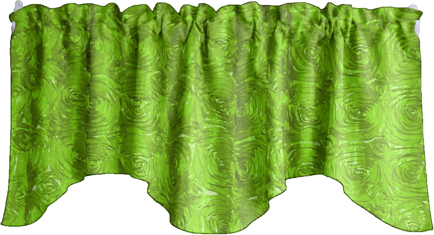 Zen Creative Designs Rosette 3D Raised Petal Scalloped Wave Window Valance Home Décor Bedroom Nursery Kitchen Window (Lime Green)