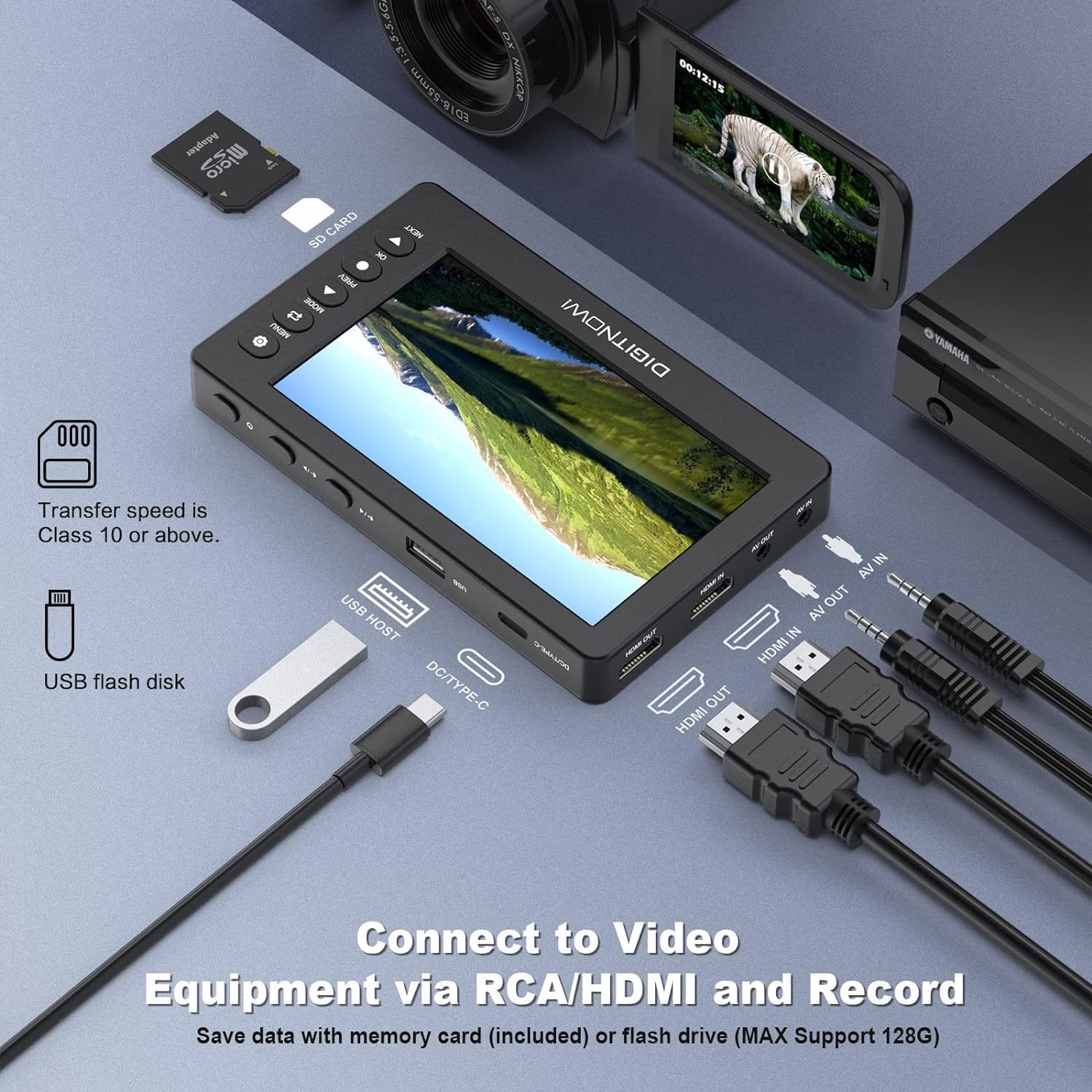 VHS a Digital Converter, HD Video Grabber, 1080P 60FPS Video a Digital Converter, Registrazione di video e audio da VCR, VHS, Hi8, DVD, Videocamera (Nero Mini lettore DV)