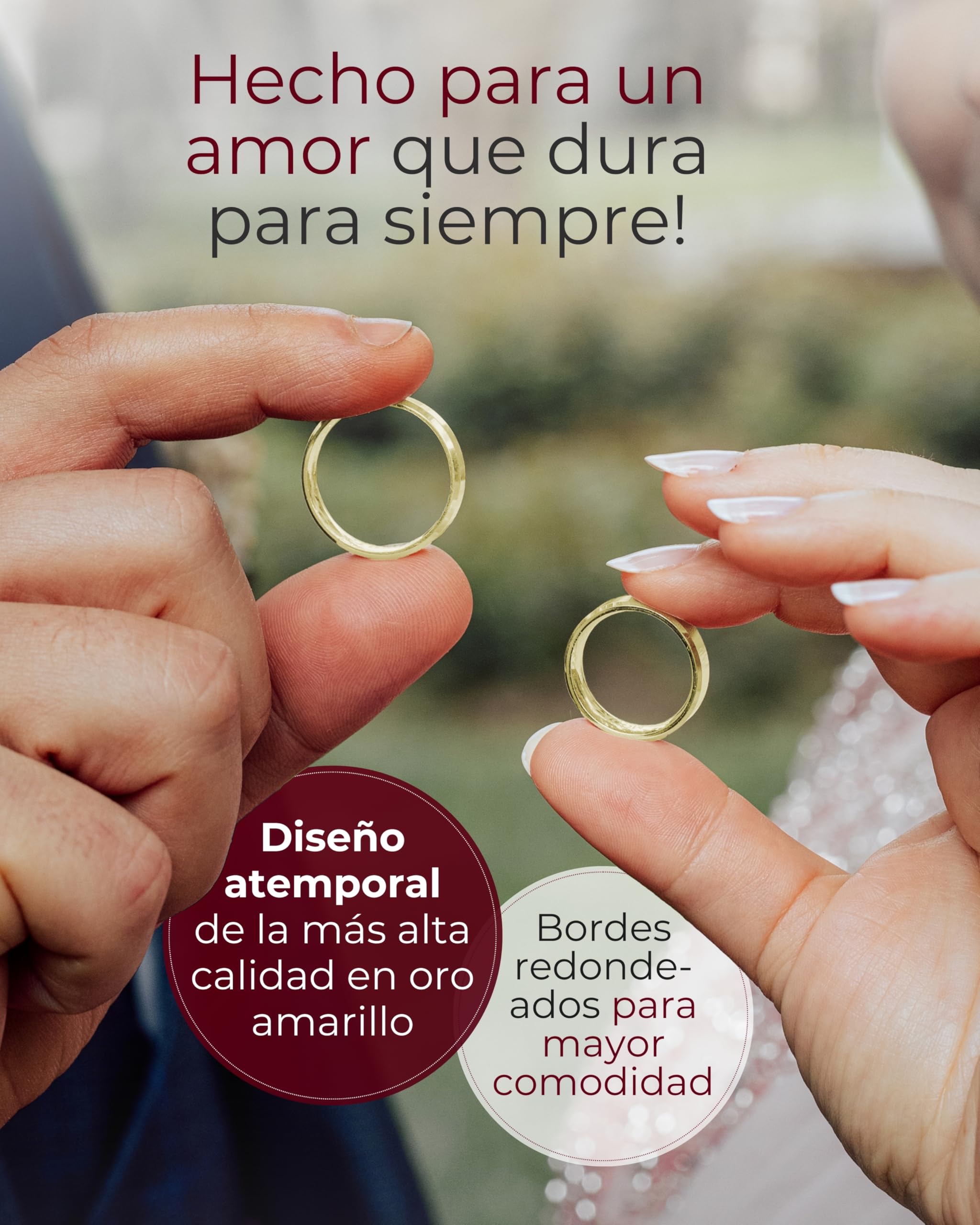 123traumringe Alianzas de Oro 333 | Precio Por Pares Incluye Grabado | Amarillo Para Él y Ella | Anillos de Boda, Compromiso y Pareja | P21, Dorado