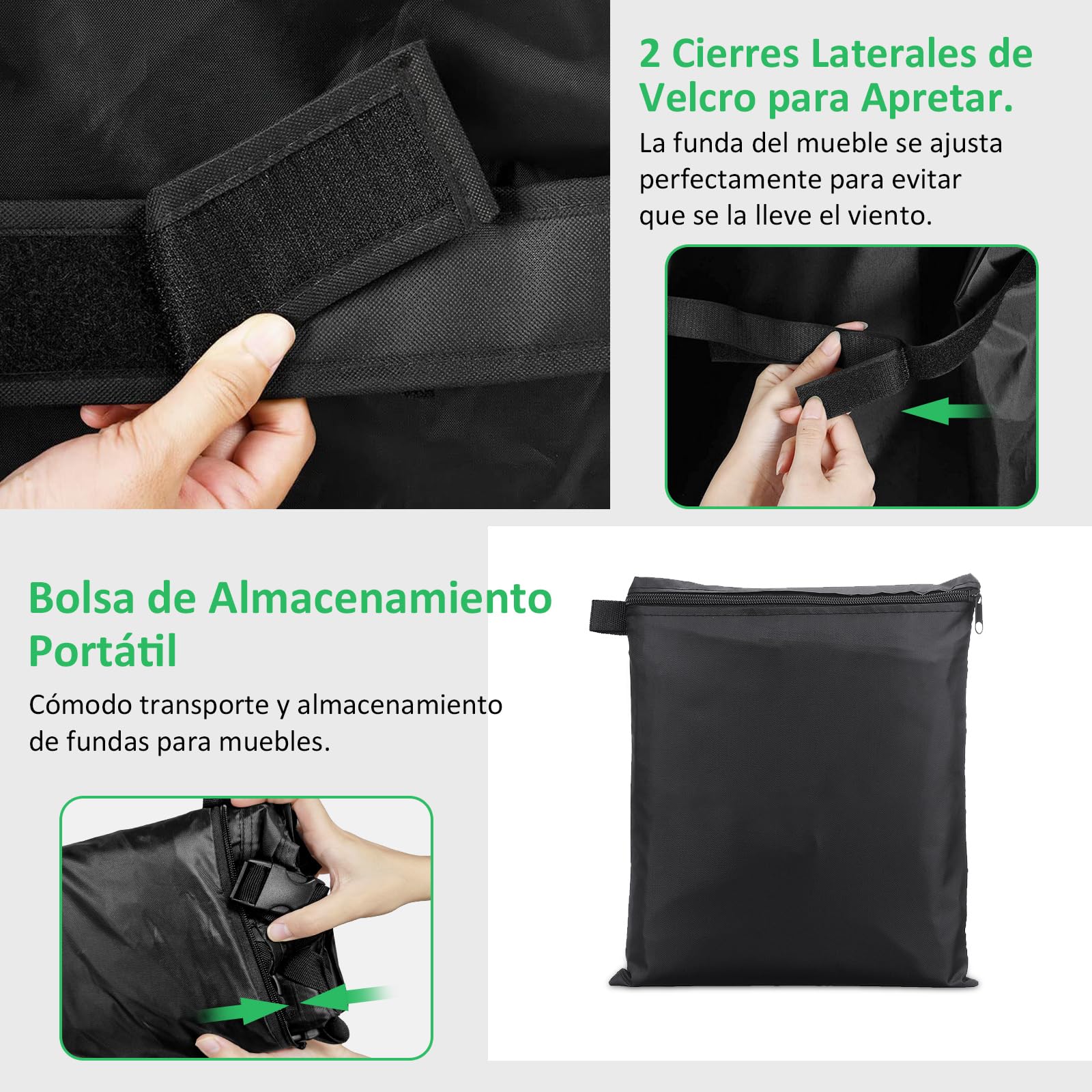 Funda Sofá de 3 Plazas, Fundas Muebles Jardin Exterior Impermeable, 600D Tela Oxford Protección contra la lluvia, el Viento, el sol y el Desgarro, Funda Sofa Exterior (165x70x65/94cm)