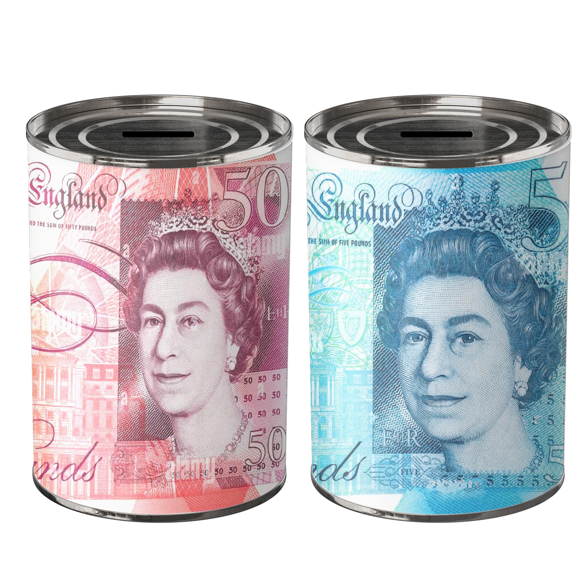 LUMOUS LMS Money Tin – 2Pcs MONEY TIN BOX Sterling Bank Note -TIN Piggy Bank, Coin Tin, Cash Tin, Savings Tin, Money Can, Birthday Money, Holiday & Christmas Fund (SMALL PACK of 2)