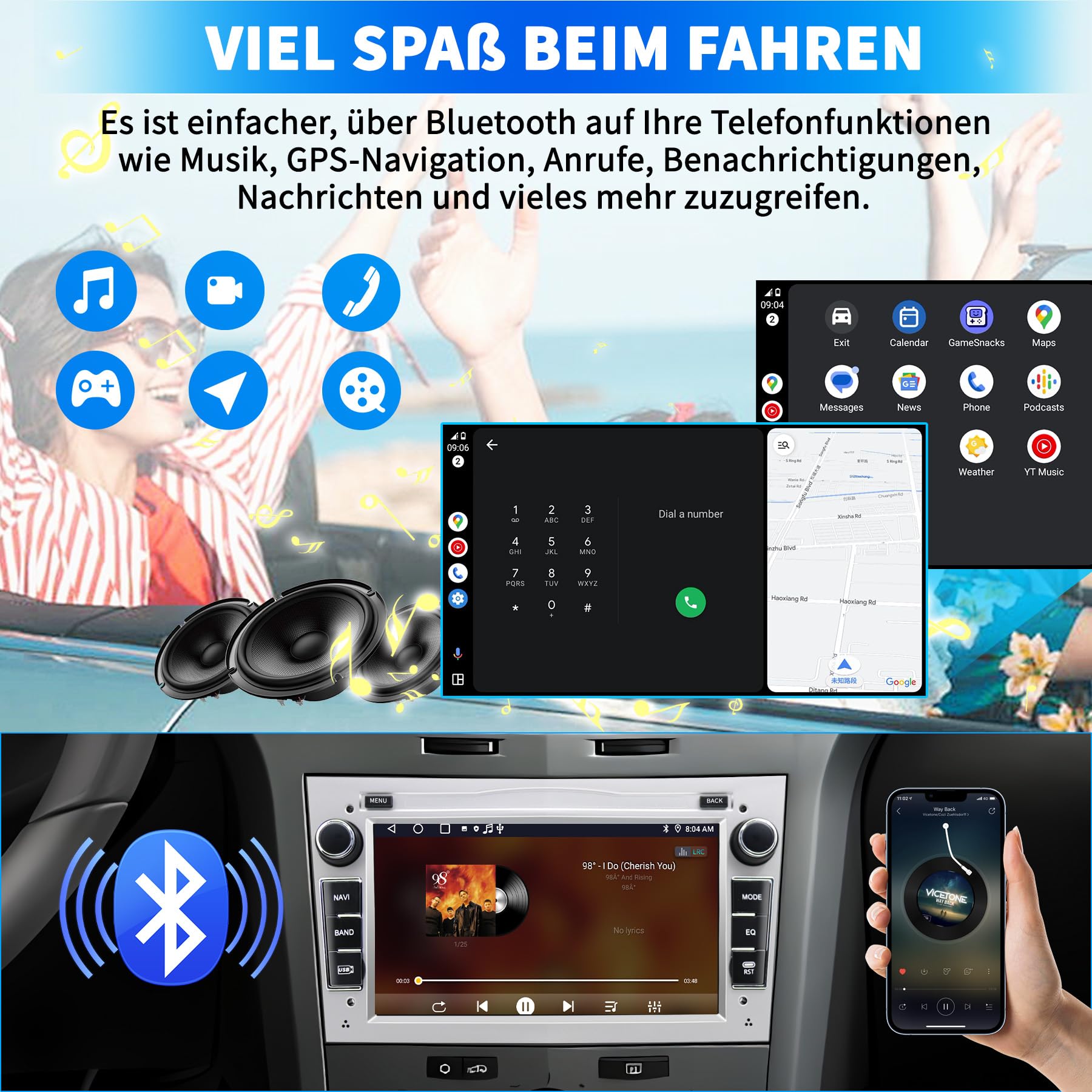 Autoradio pour Opel Astra Corsa Zafira, système Android 13 2G+32G avec Navigation GPS CarPlay Android Auto WLAN Bluetooth MirrorLink, écran Tactile 7 Pouces Radio FM Commande au Volant, Argent
