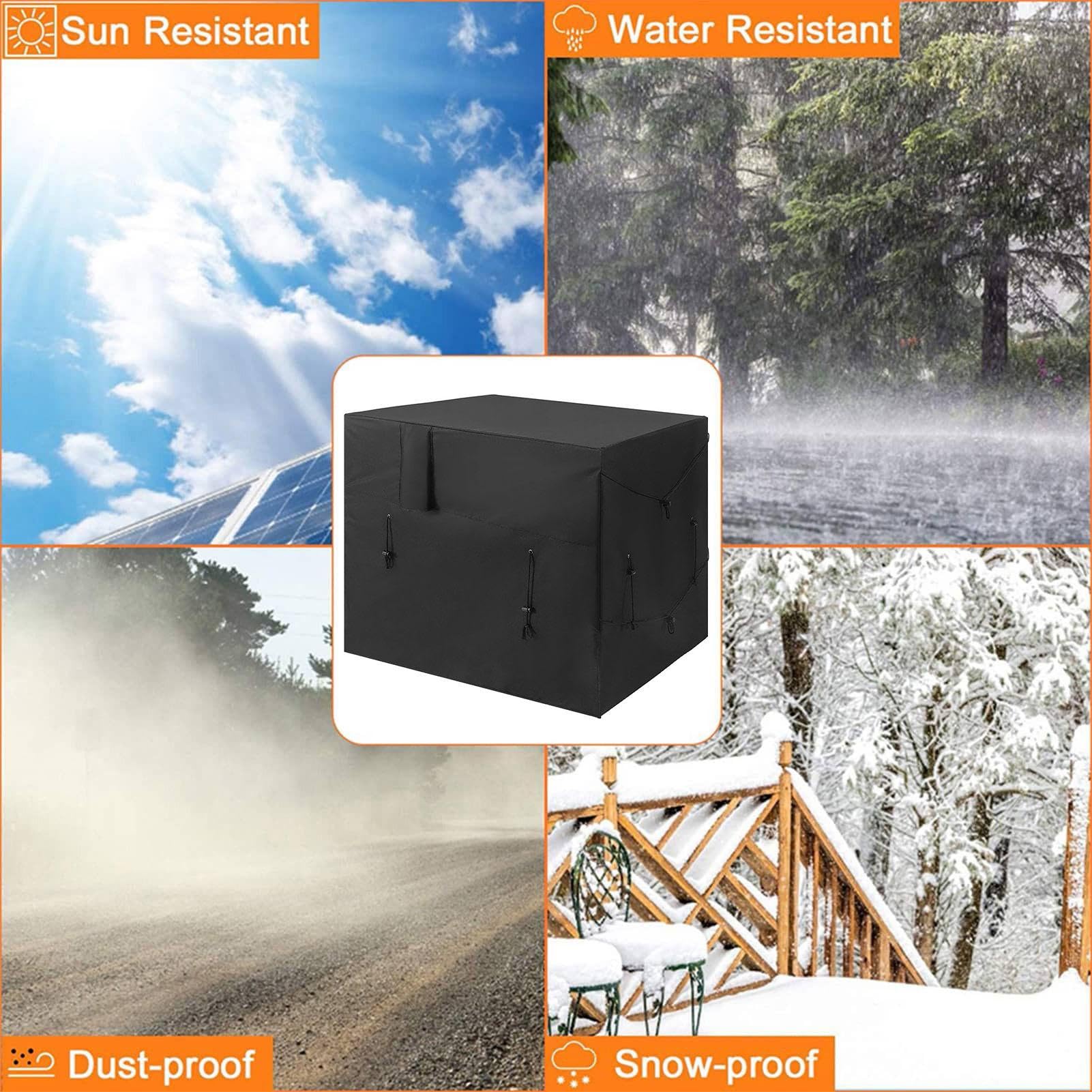 Housse Protection Pompe à Chaleur Piscine - Housse Imperméable Oxford 210D Argenté, Sangles & Cordons Réglables, Toutes Saisons