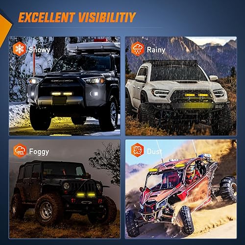 Miniatura 7 de Nilight Barra de luz LED ámbar con disparador lateral, 2 unidades, 6.5 pulgadas, 60 W, haz de inundación, luz de conducción combinada con