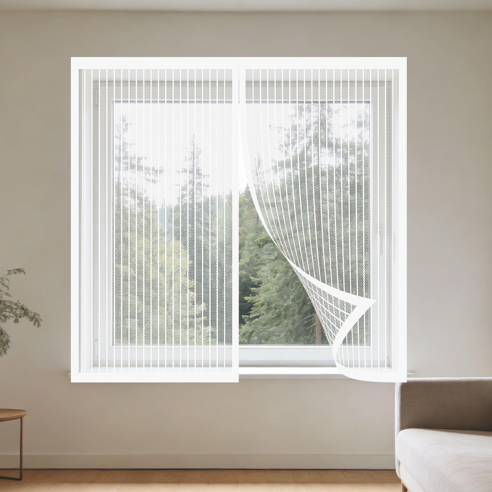 Magnetic Window Fly Screens Windows 170 x 170 cm Selfadhesive Tape Mosquito Net Window Insect Screen Mesh Custom Size for Windows Doors and Patio Screens, White