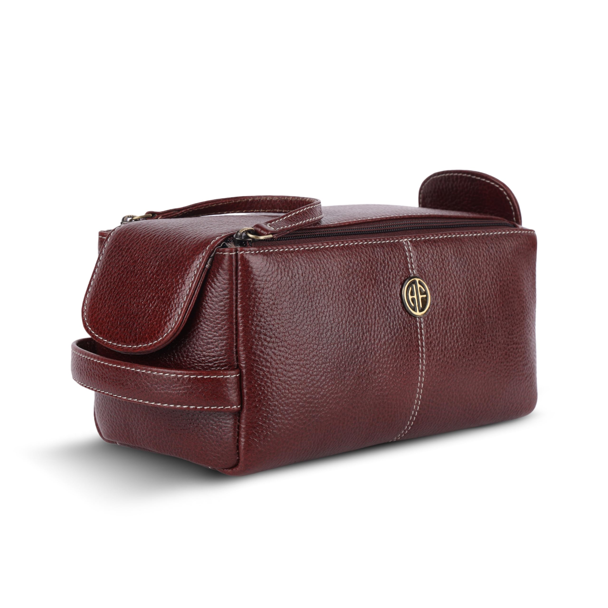 Hammonds Flycatcher Genuine Leather Toiletry Bag for Men and Women - Travel Organizer Pouch, Shaving Kit Bag for Men, Cosmetic Organizer Bag, Toiletry Pouch for Men with Multiple Pockets - Brown