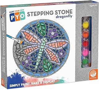 Paint Your Own Stepping Stone: Dragonfly – DIY Stepping Stone Kit for Kids Ages 8 and Up - Includes 12 Paint Colors, 1 Paint Brush & Painting Guidebook