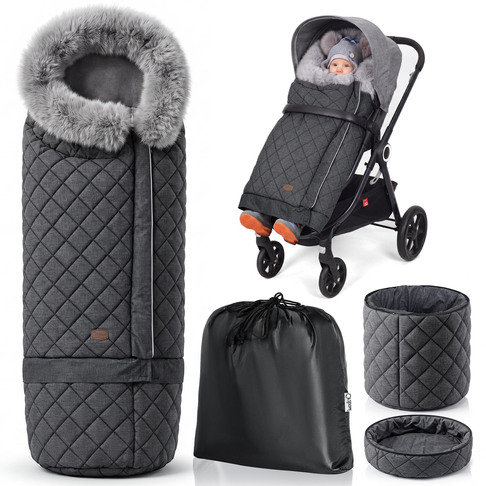 Orzbow Footmuff for Pushchair Universal, Easy-Access Zipper