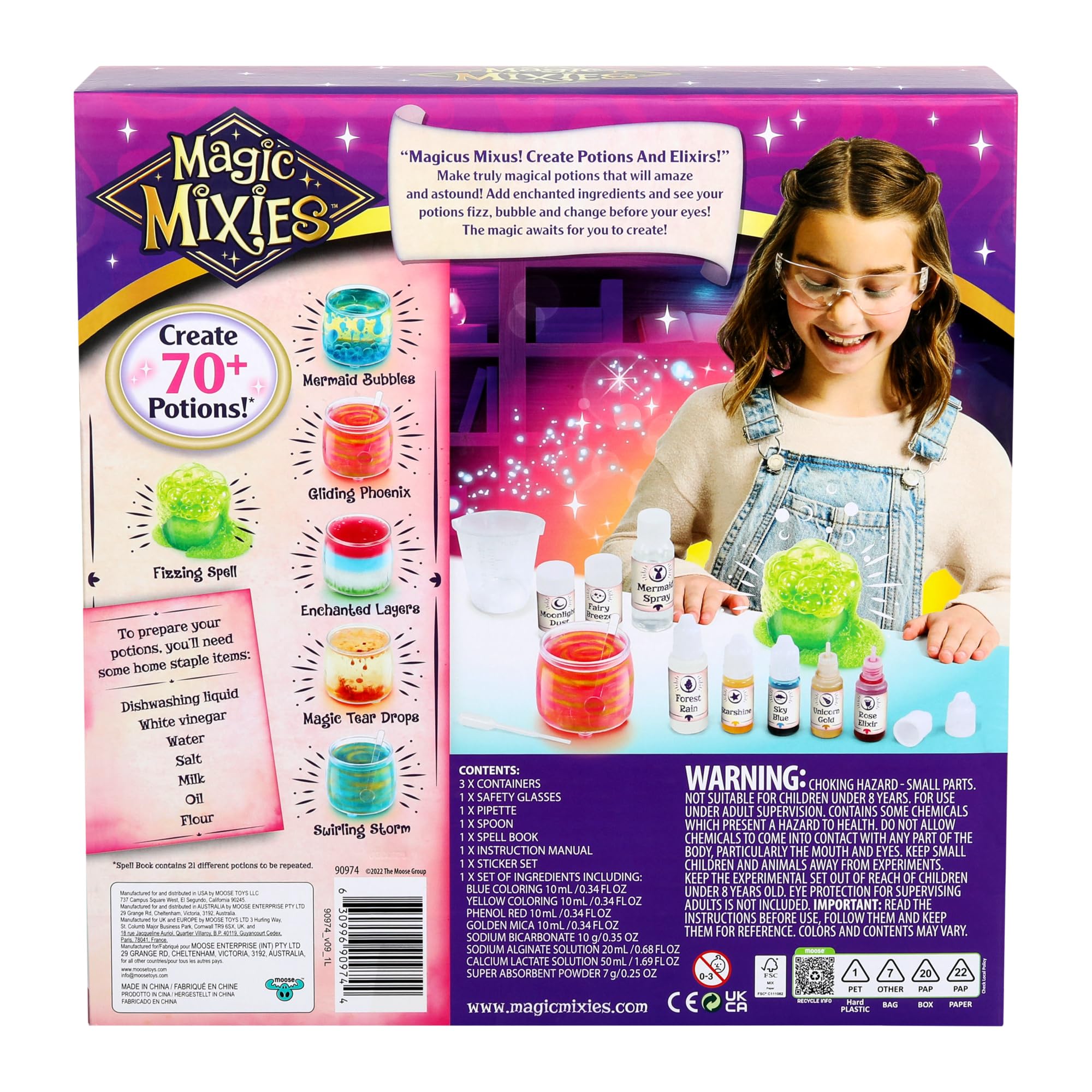 Magic Mixies Kit di Pozioni Magiche - Usa il Libro Degli Incantesimi per Creare Oltre 70 Pozioni Che Frizzano, Bollono e Cambiano Forma