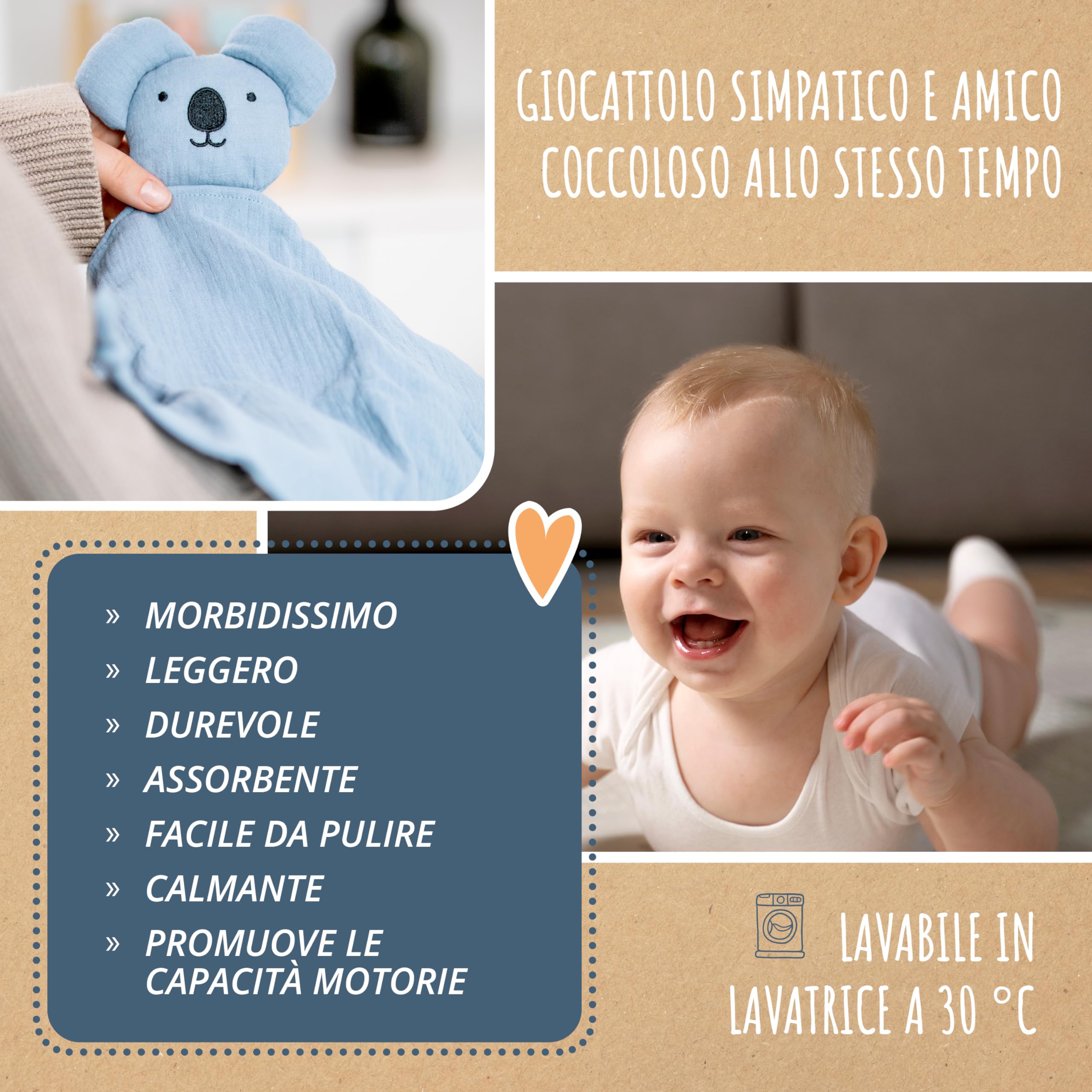 AMARI ® Panno per le coccole con tettarella e bavaglino, regali ideali per la nascita per bambini e bambine - regalo per neonato - set di regali in panno per coccole per la festa del bebè