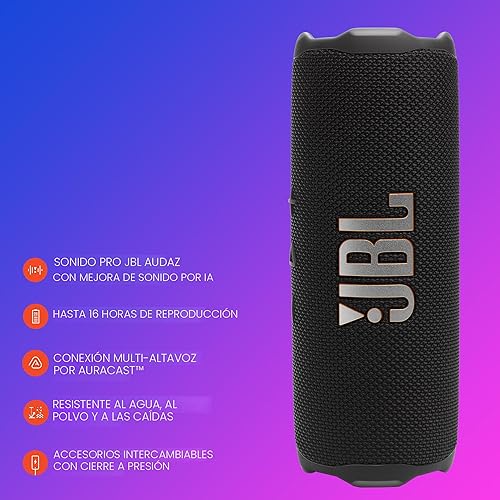 Miniatura 9 de JBL Flip 7 - Altavoz portátil impermeable y a prueba de caídas, sonido Bold JBL Pro con refuerzo de sonido AI, 16 horas de tiempo de reproducción y