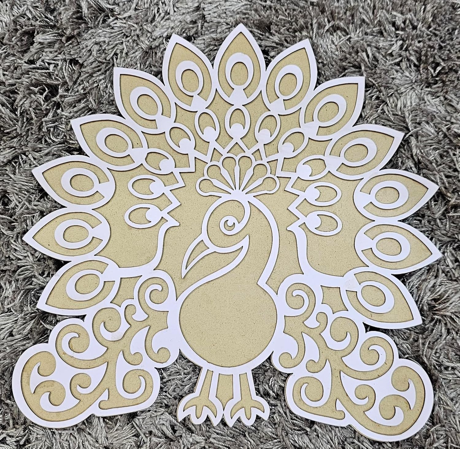 Divine Sansar Rangoli Making Mat | Rangoli Making Board | Easy Fill Design | Easy To Use | Fill With Rangoli, Flowers, Pulses or flour | Festive Decor | MDF Design C | Reusable | Size 12inch x 12inch