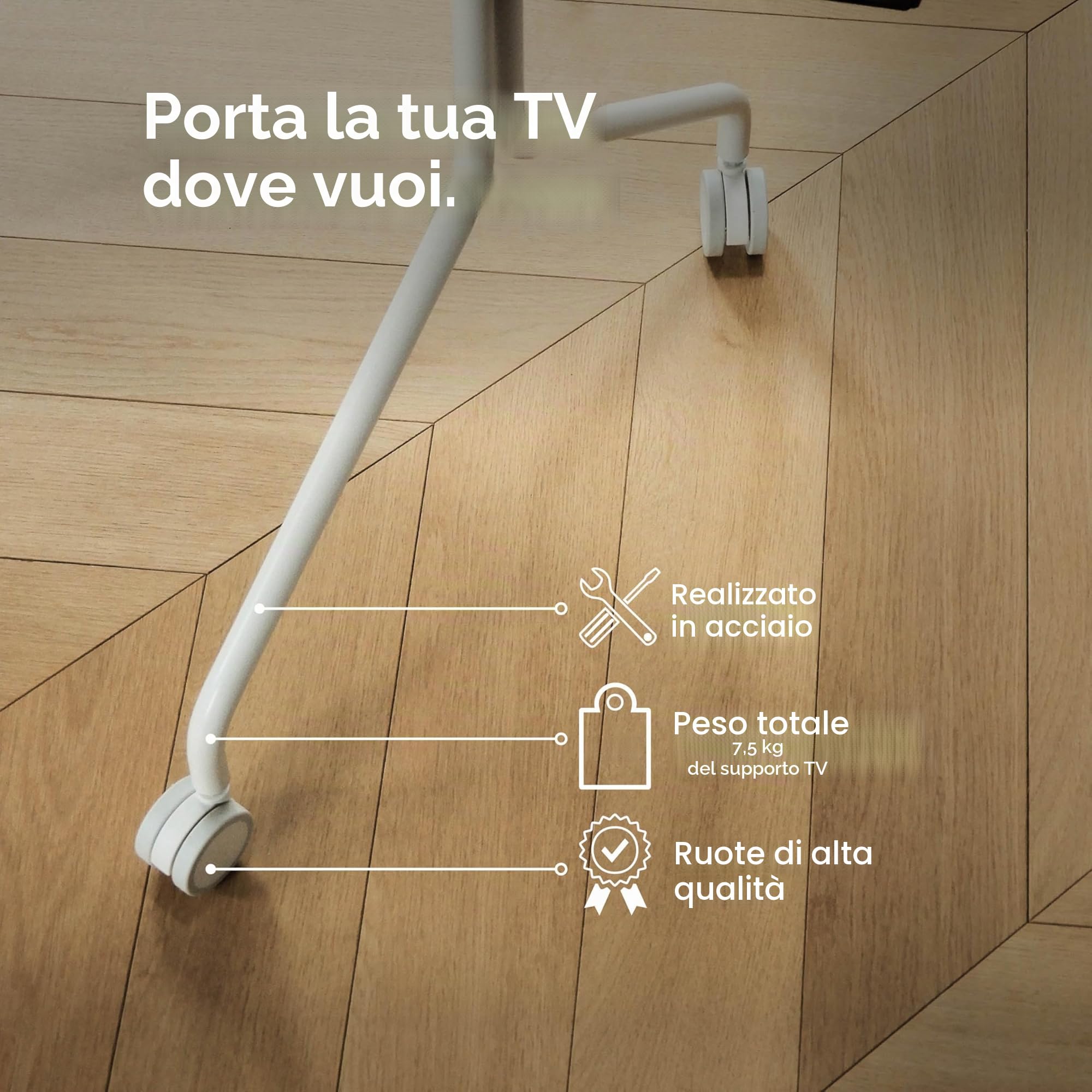 Pedestal Moon Rollin' Porta TV con Ruote | Piedistallo TV Moderno per Soggiorno | Carrello TV dal Design Danese | Mobile tv con Ruote | Porta TV dal Design Danese (Beige) | Supporto TV con ruote, carrello TV, supporto TV arrotolabile, rialzo TV per soggio