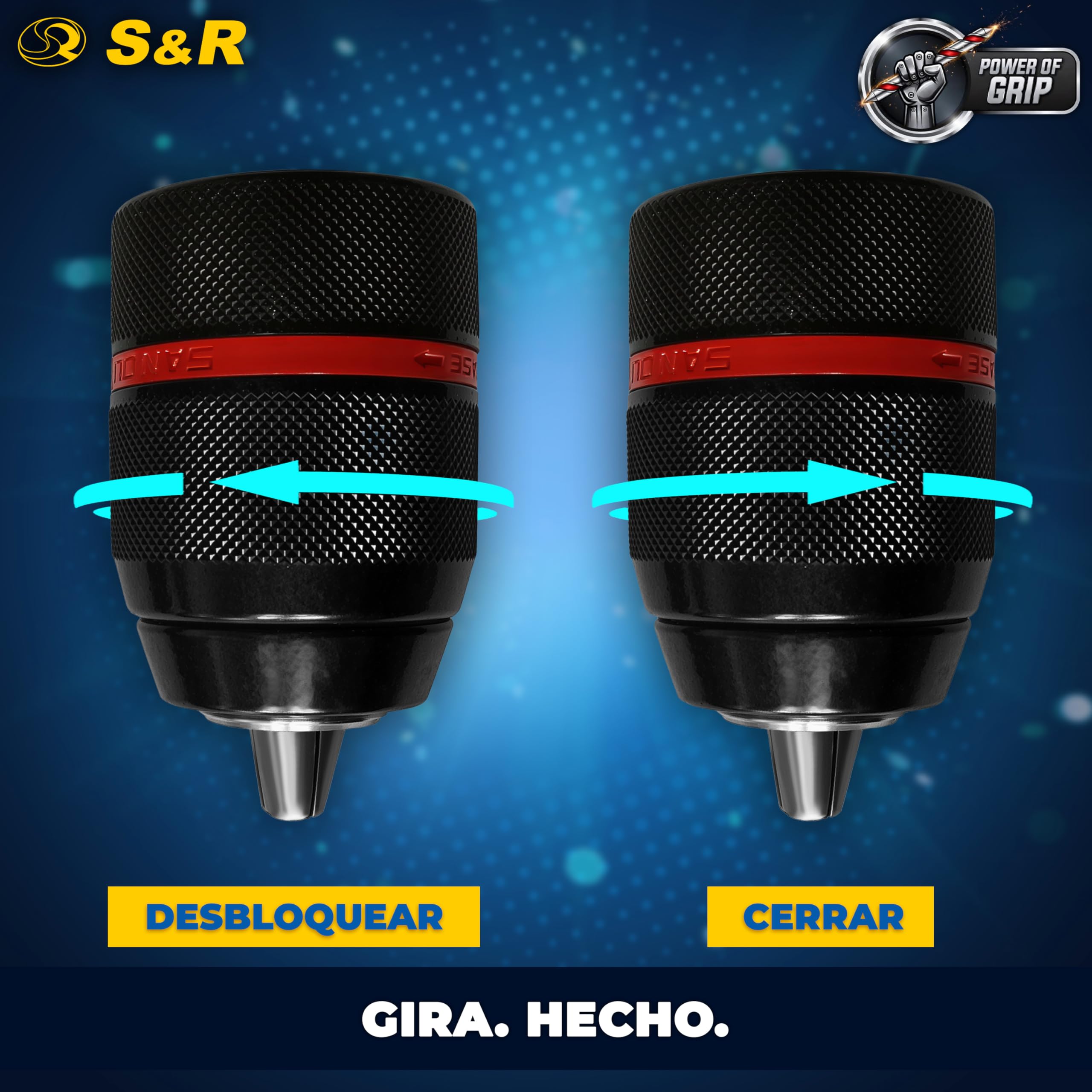 S&R Portabrocas Taladros sin llaves 1,5mm ½ - 20unf con Adaptador SDS PLUS + Adapator Hexagonal. Mandril Cabezal Taladro SDS PLUS a cierre rápido