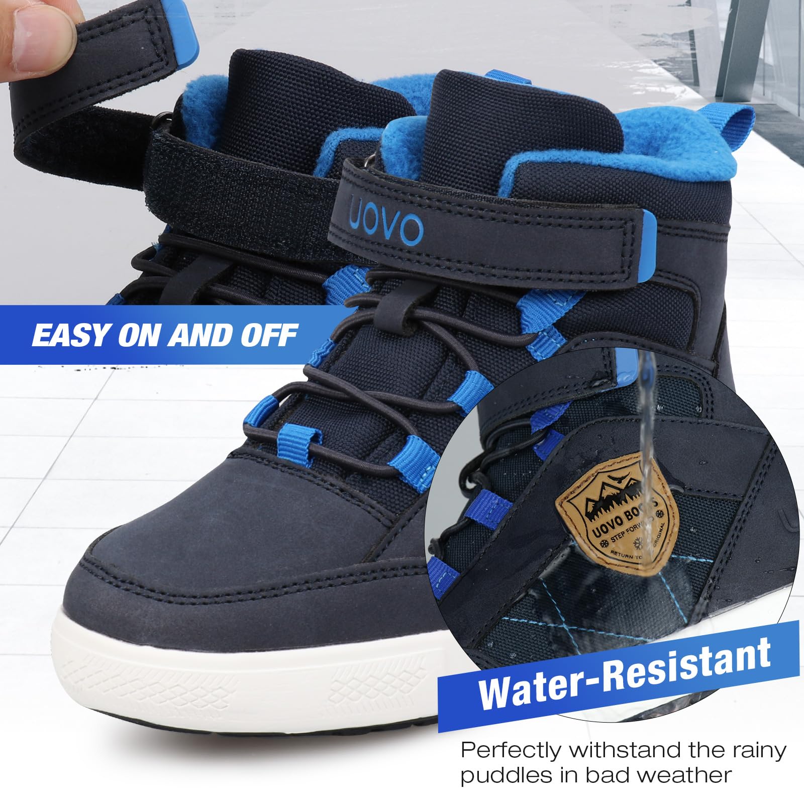UOVO Chaussures D'hiver pour Garçons Baskets pour Enfants Bottes de Neige Résistantes à l'eau Chaussures D'extérieur Doublées Chaudes