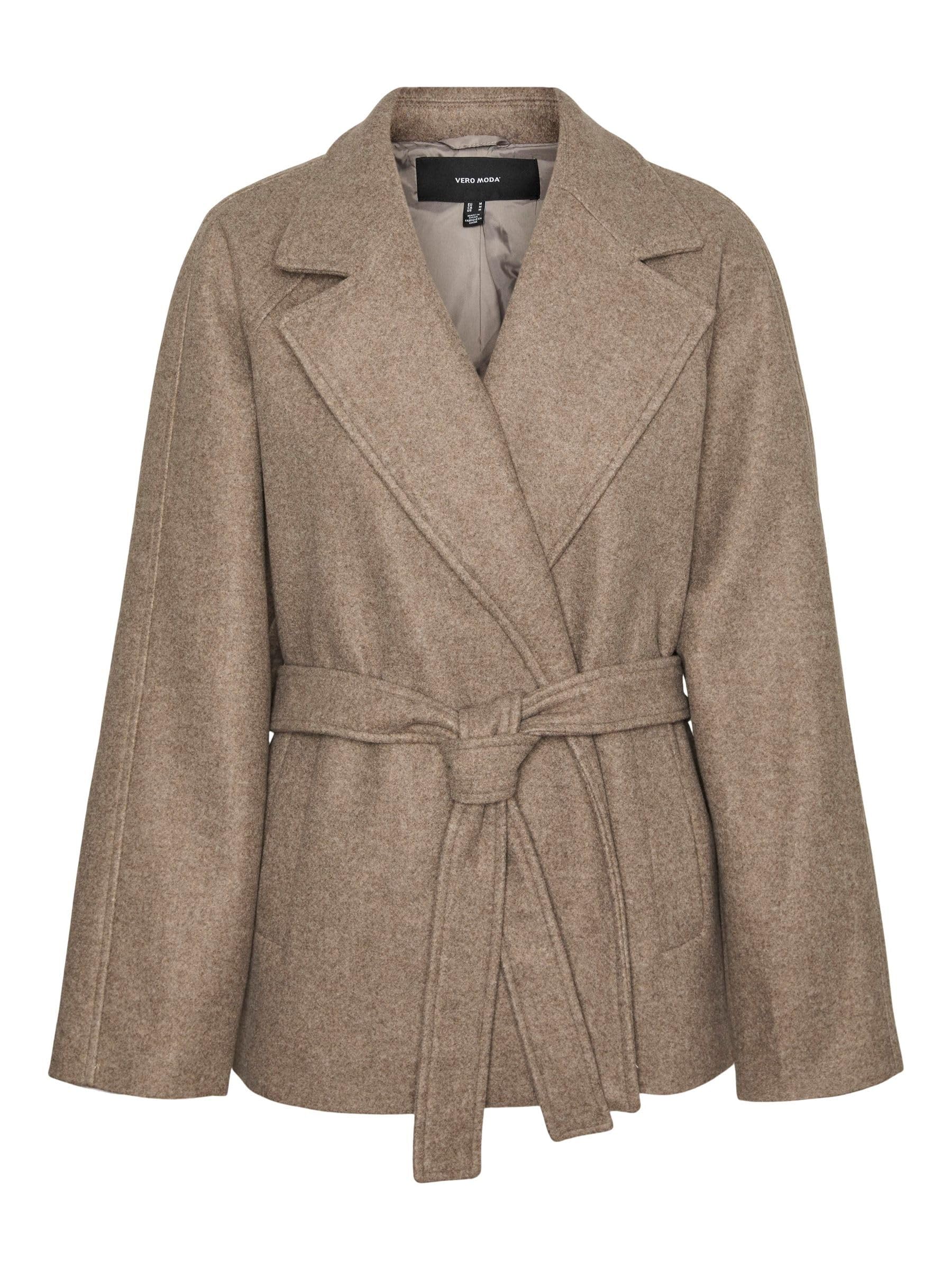 VERO MODA Women's Vmfortuneaya Raglan Sleeve Jacket Ga NOO Coat, Chocolate chip/Detail: Melange, S