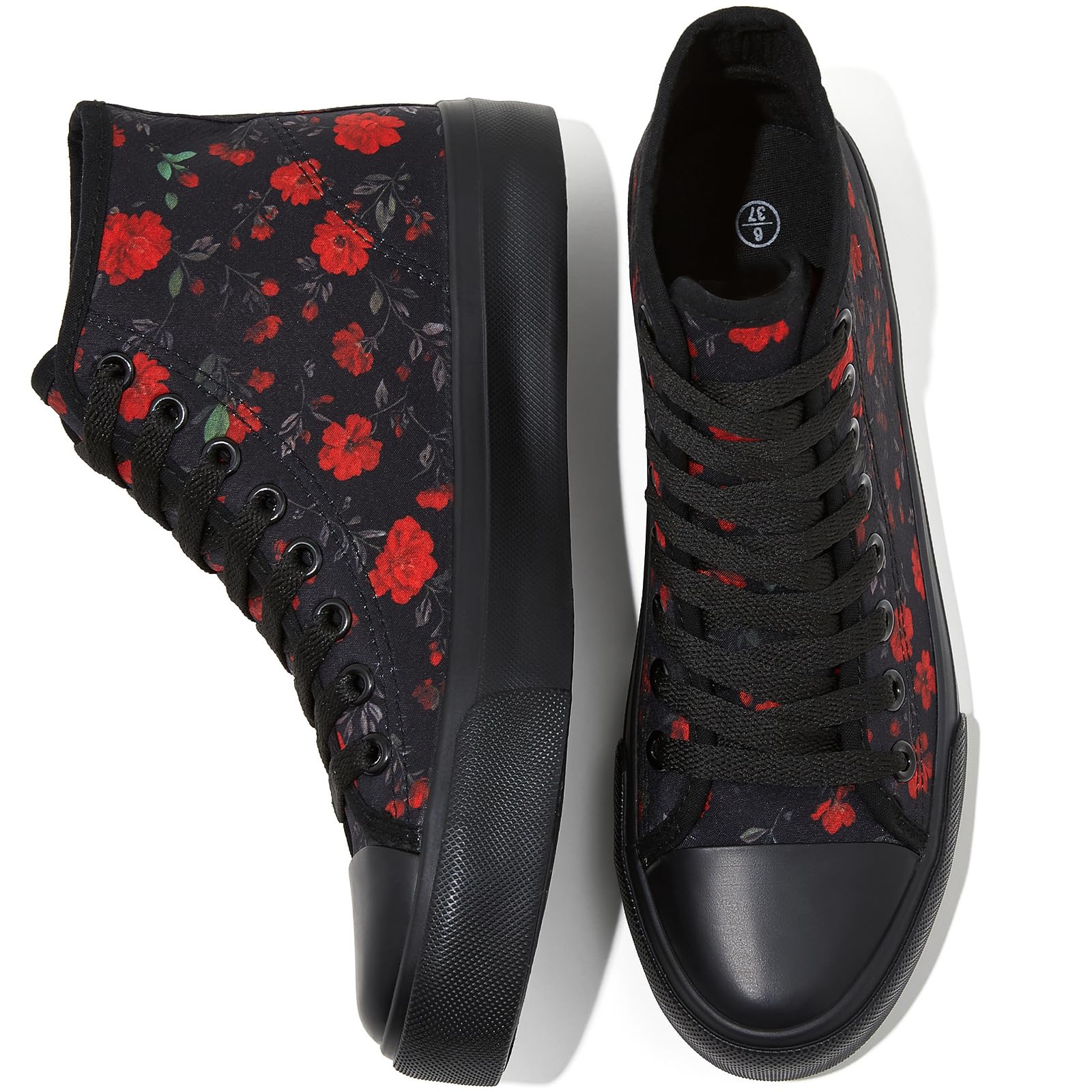 High Top Sneakers for Women Canvas Shoes White Canvas High Tops Women Casual Shoes Lace Up Fashion Sneakers