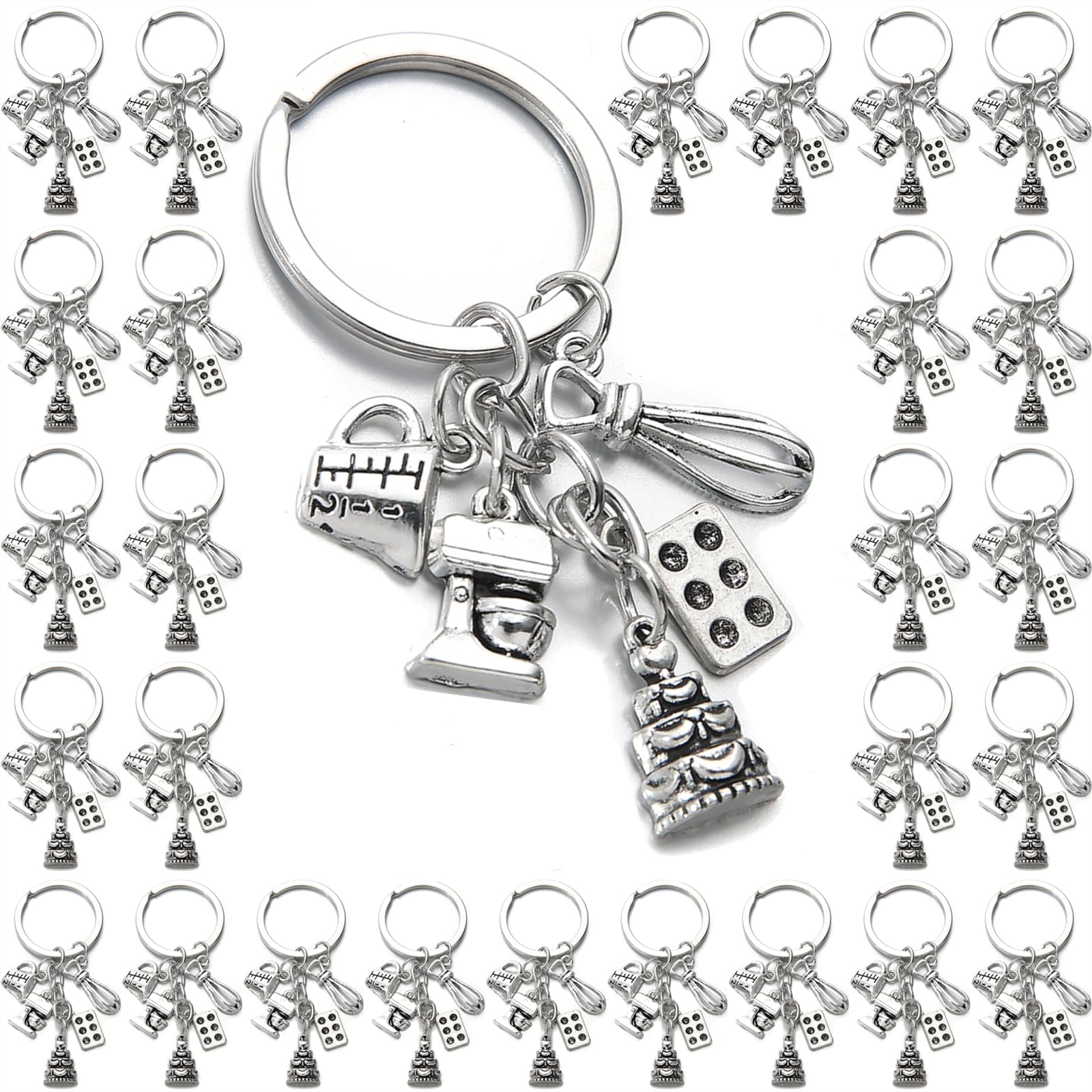 PHAETON 20PCS Baking Gifts Kitchen Utensils Dessert Key Chain Baking Tool Key Chain for Bakers & Lovers