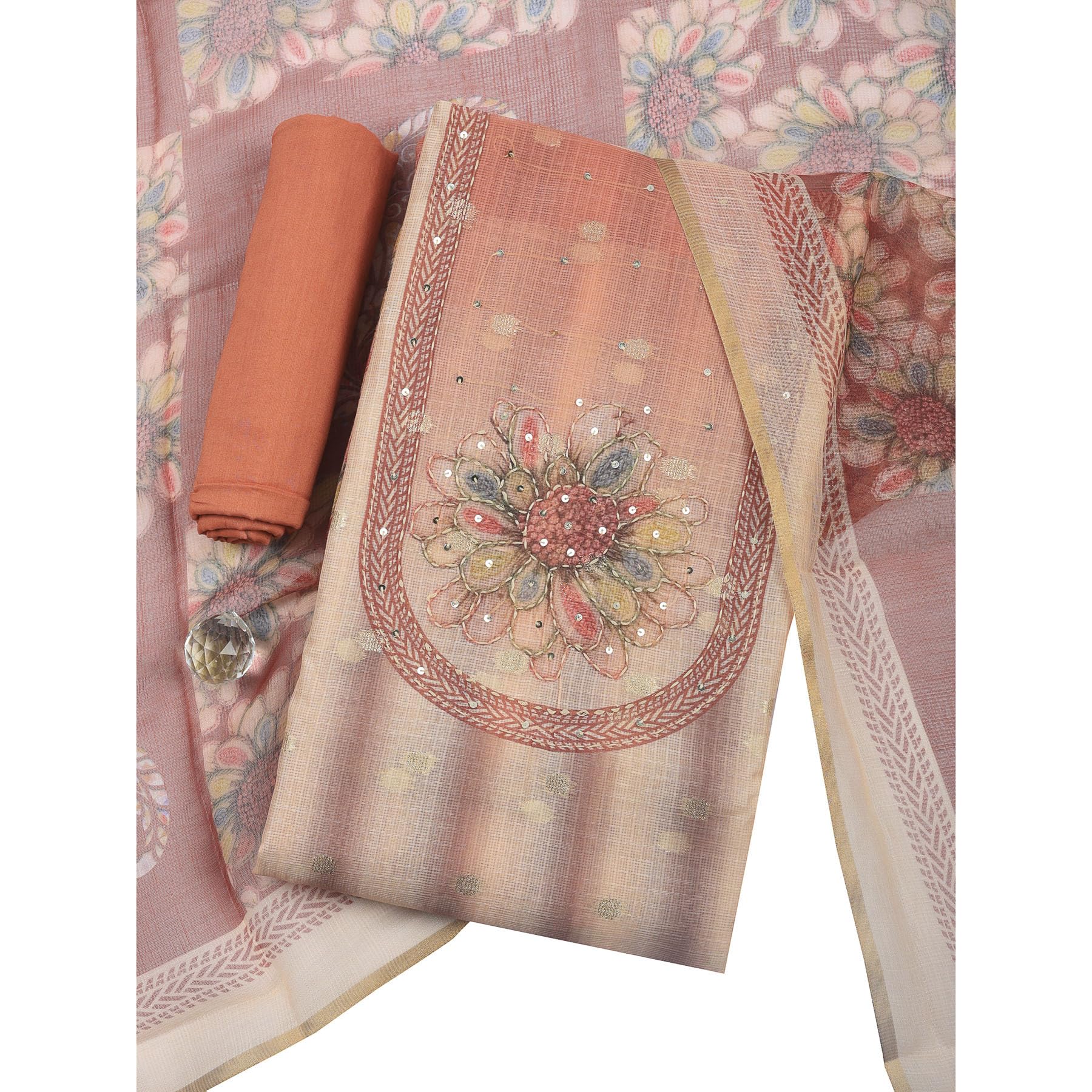 Cotton Suit Piece for Women | Soft Lightweight Cotton Suit Material | Elegant Unstitched Dress Material for Salwar Suit, Kurta.-image-44