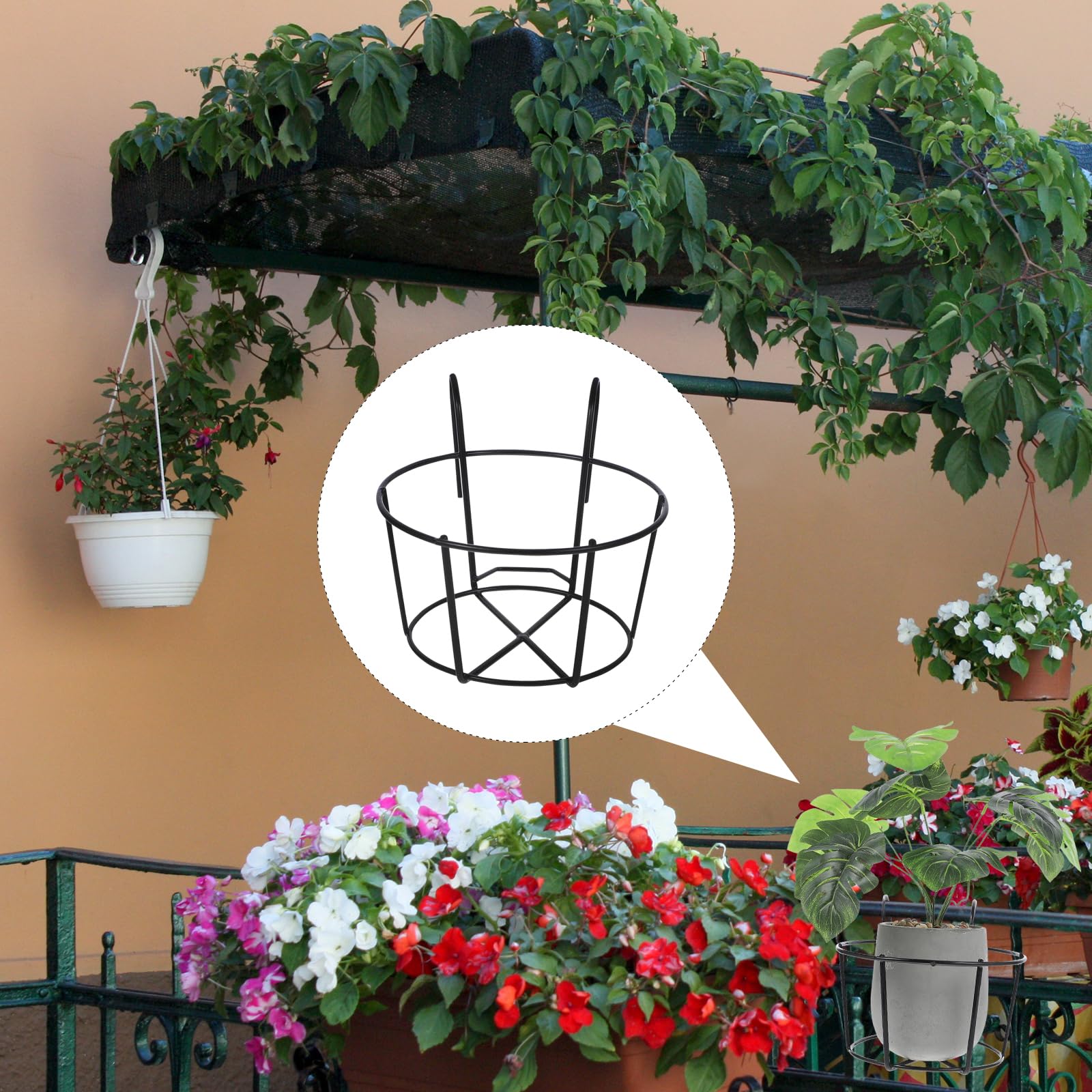 YARNOW 2 Stück Hängeländer Pflanzgefäße Körbe Blumentopfhalter Balkon Hängendes Blumentopfhalter Metall FüR Balkon Garten Indoor Und Outdoor ()