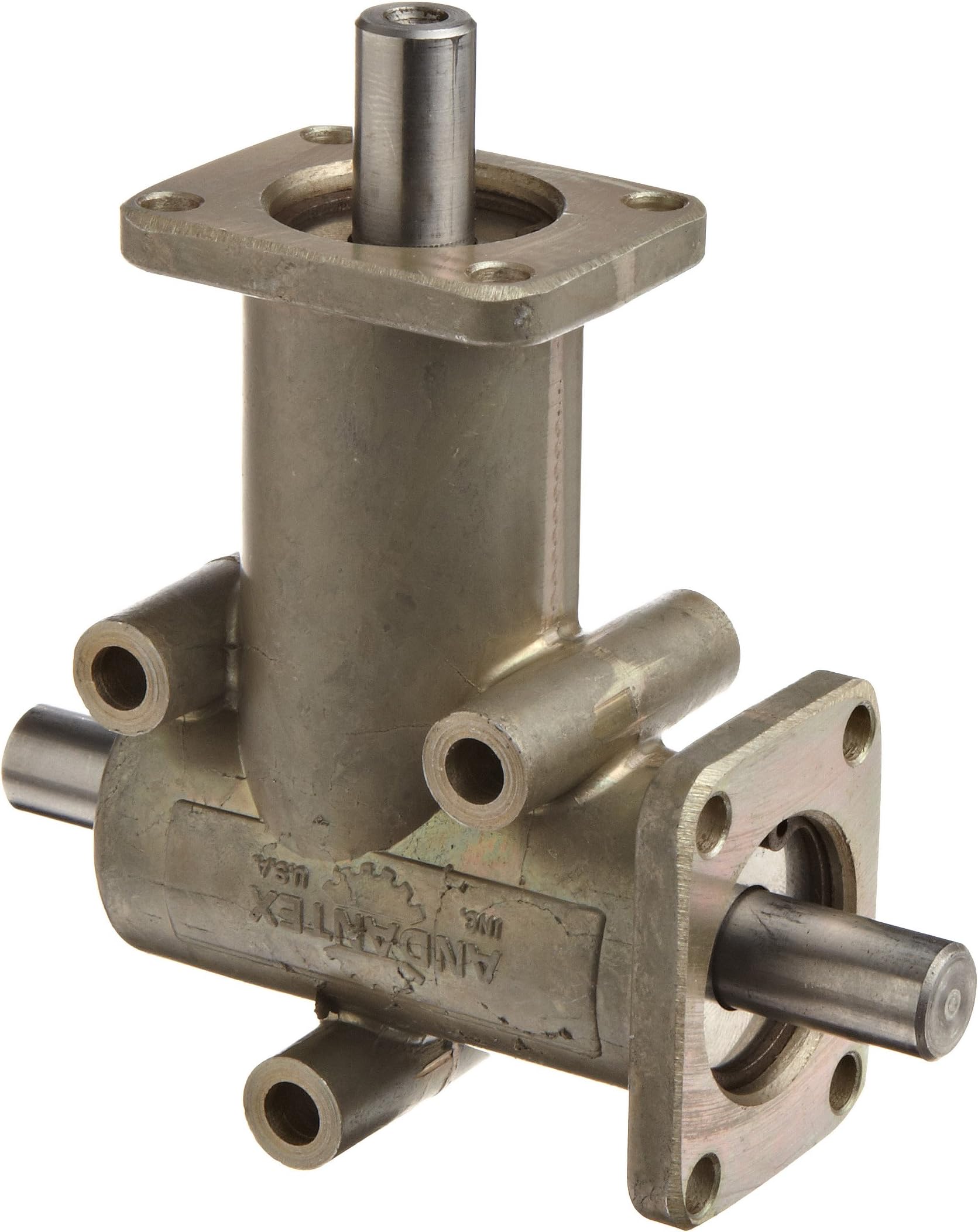 R3100 Anglgear Right Angle Bevel Gear Drive, Universal Mounting, Two Output Shafts, 2 Flanges, Inch, 3/8" Shaft Diameter, 1:1 Ratio, .34 Hp at 1750rpm