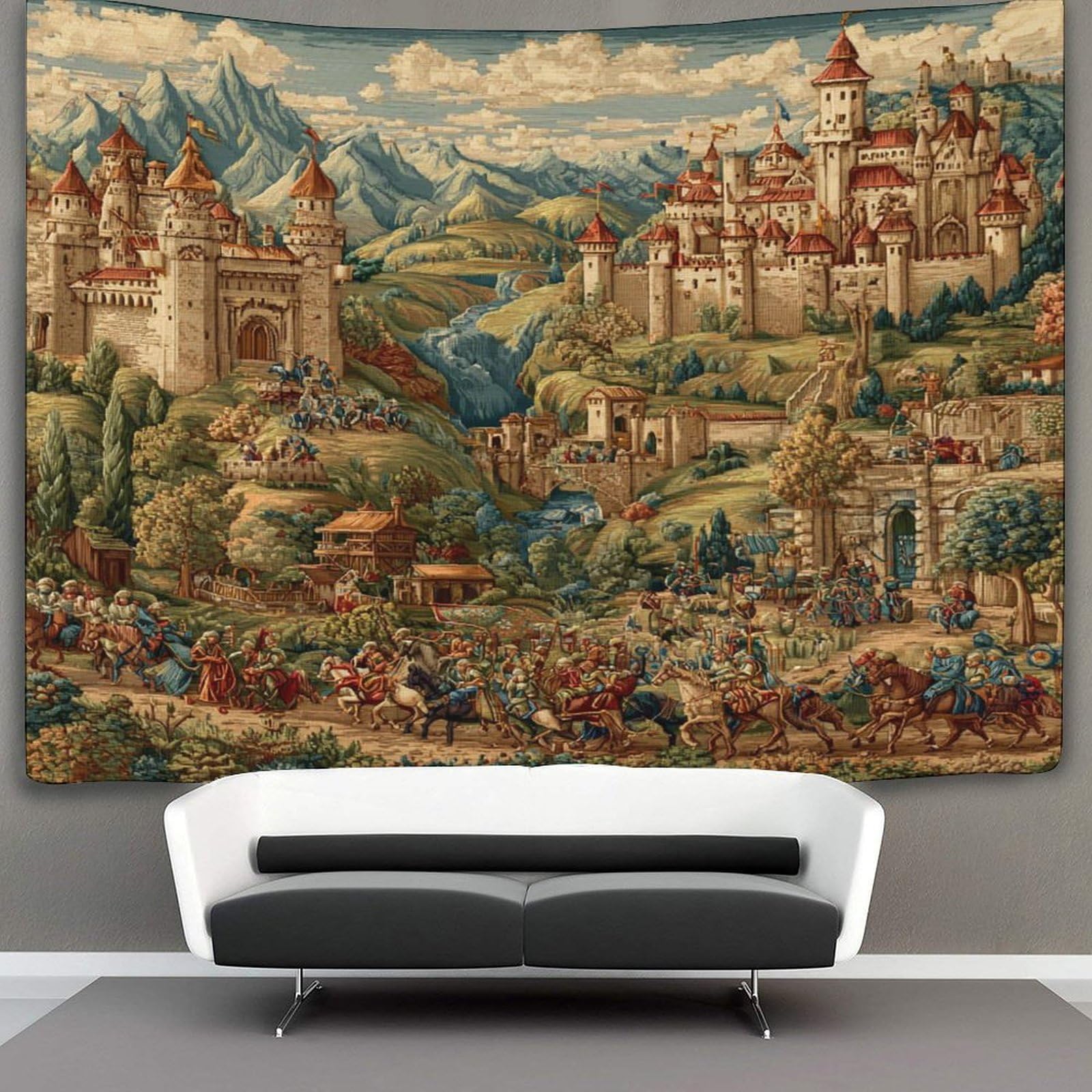 Kaiyun Style-7 180Cmx230cm Tapestry Medieval Art, European Landscape Tapestries 3D Printing Wall Hanging Home Decorations