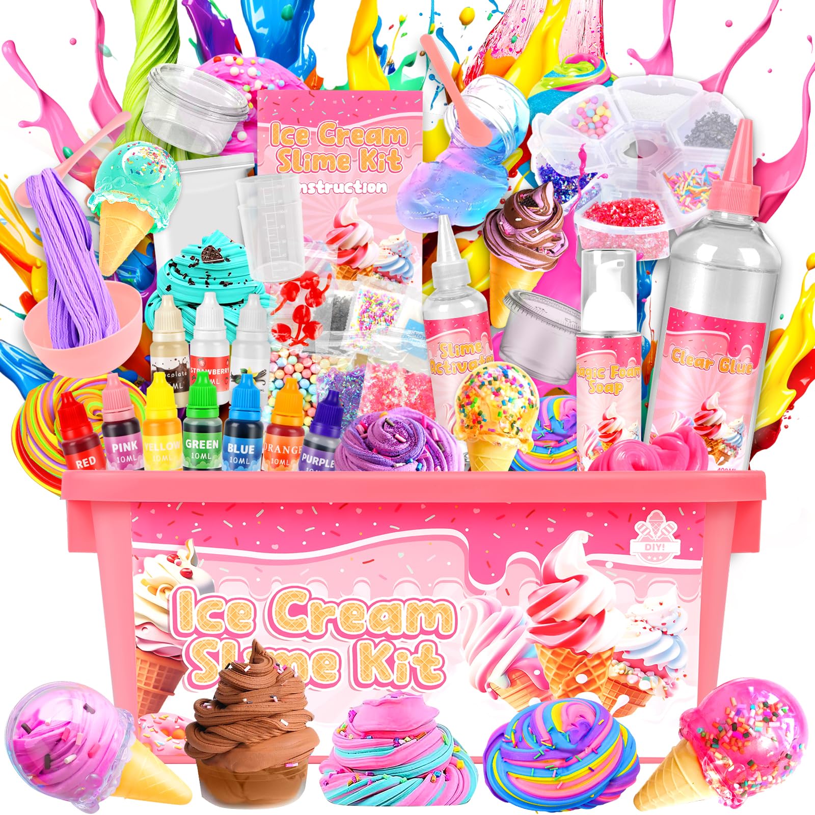 Herefun Slim Enfant, Kit de Fabrication de Slime Fluffy pour Enfants, DIY Slime Kit, Loisirs Créatifs et Activités Manuelles