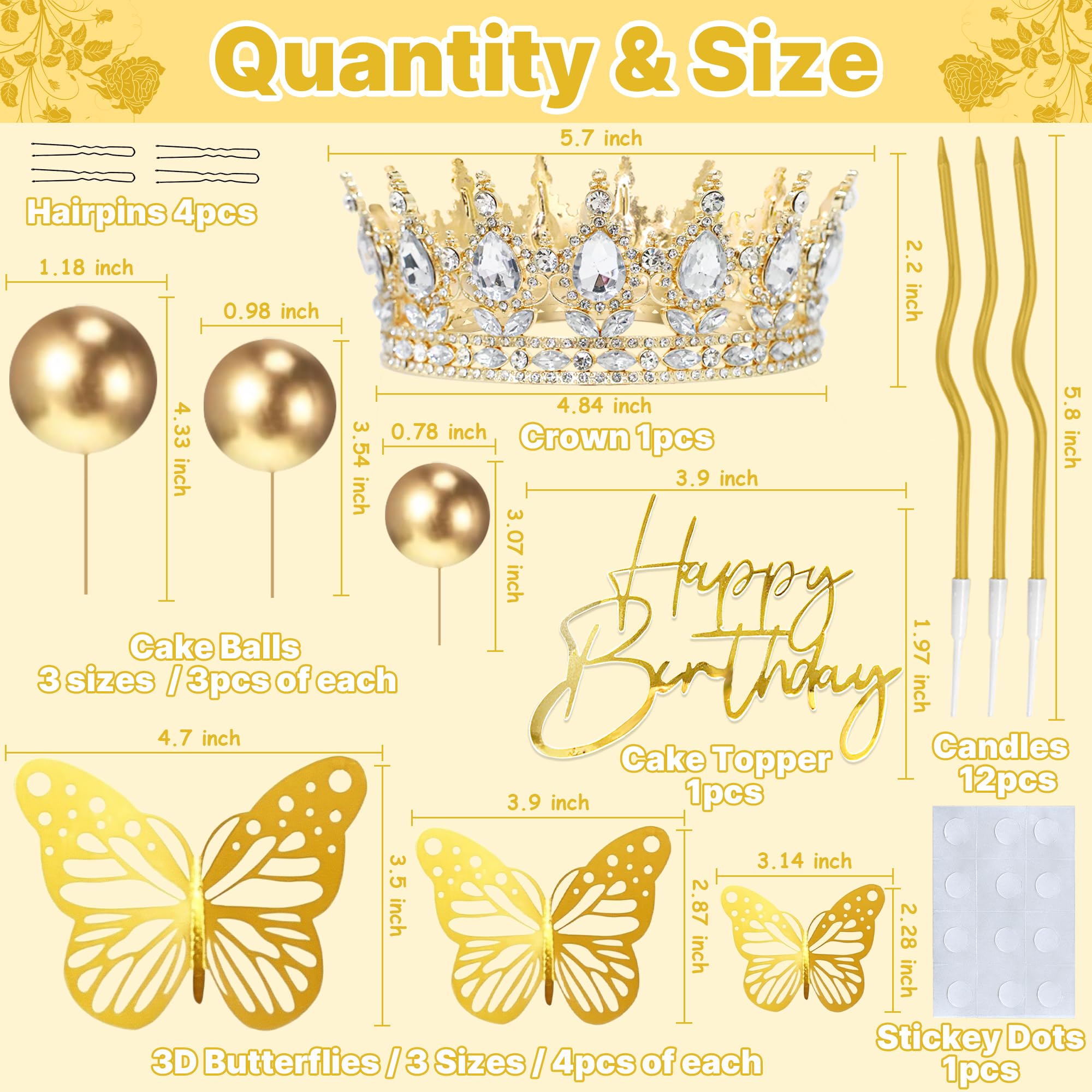 Gold Crown Birthday Cake Decorations - FREE SHIPPING -3
