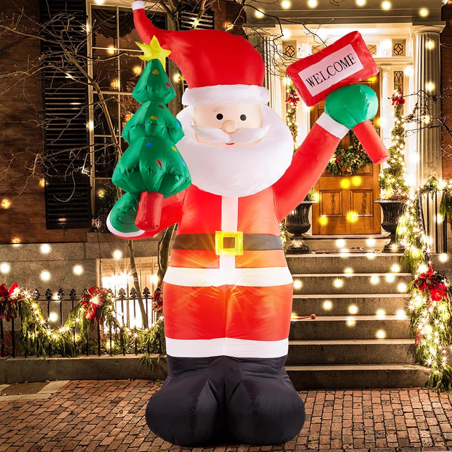 6FT Christmas Inflatables Santa Claus with Sign and