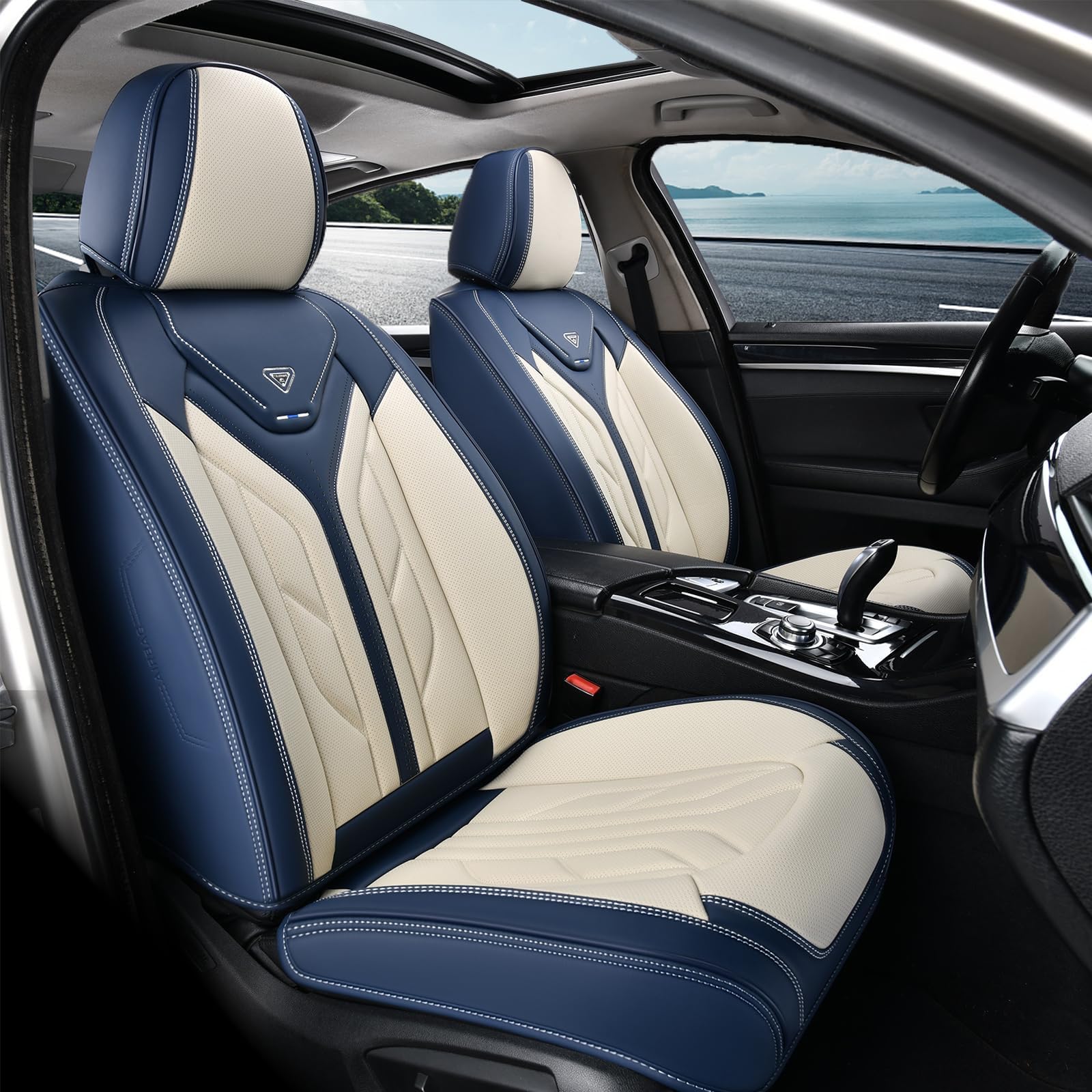 Coverado Car Seat Covers Full Set Leather Seat Covers for Cars Automotive Seat Covers Car Seat Protectors Car — view 2