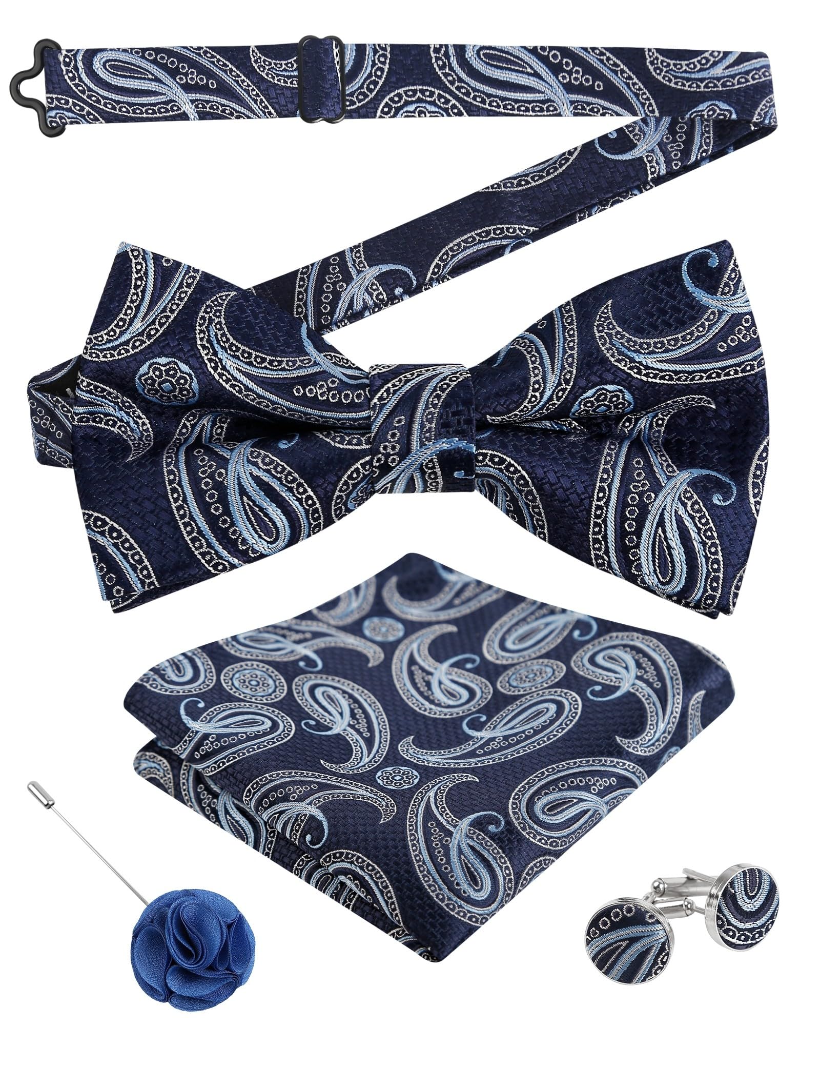 Alizeal Mens 4pcs Vintage Paisley Bow Tie Set