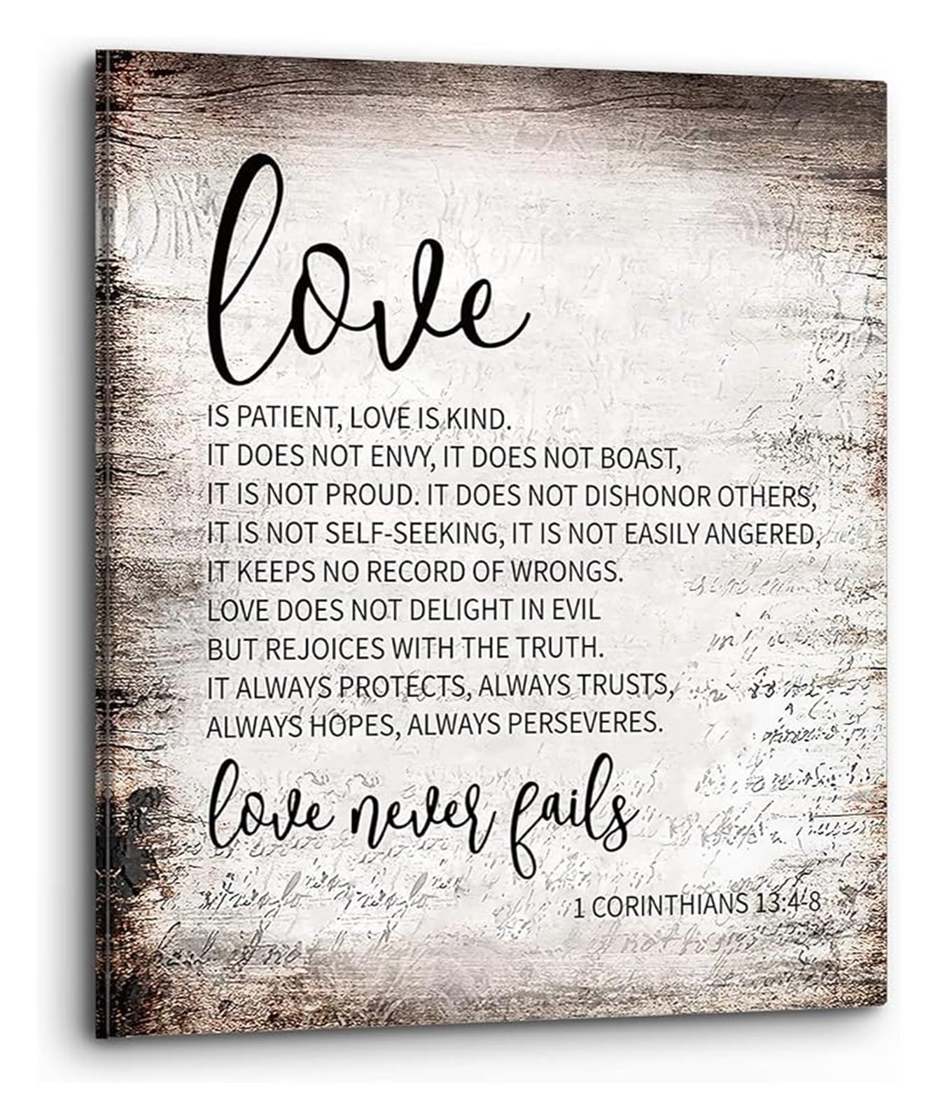 FOPURE Bathroom Room Office Decor 1 Corinthians 13:4-8 Love Is Patient Love Is Kind Scripture Wall-Art Christian for Home(Unframed,16x24inch(40x60cm))